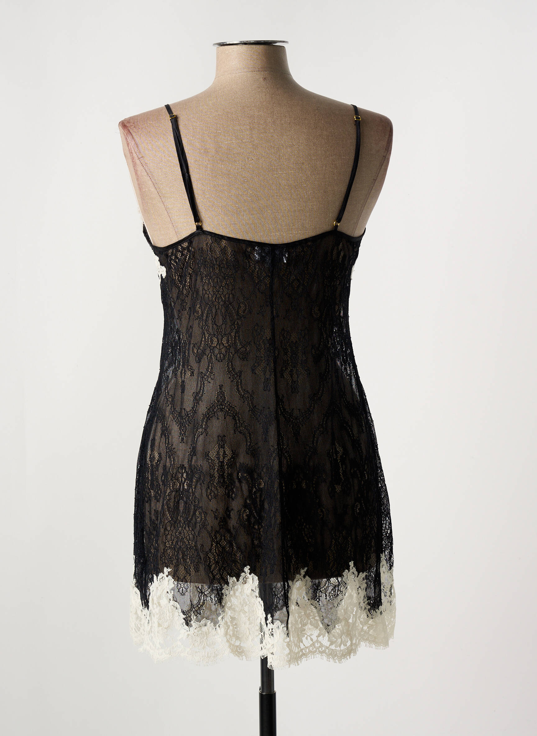Naktinė suknelė/combinette satino efektas juodas MARJOLAINE moteris