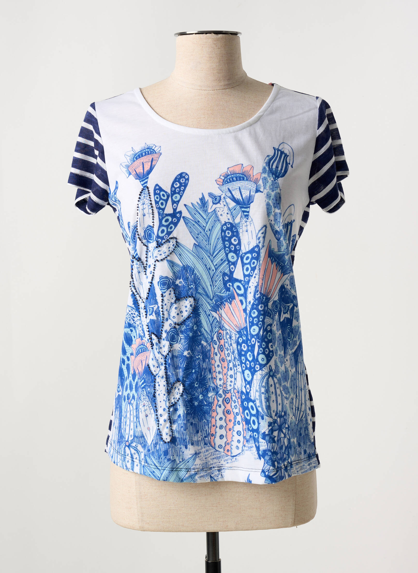 T-marškinys tamprumas trumpas rankovės mėlyna MISS SIDECAR moteris