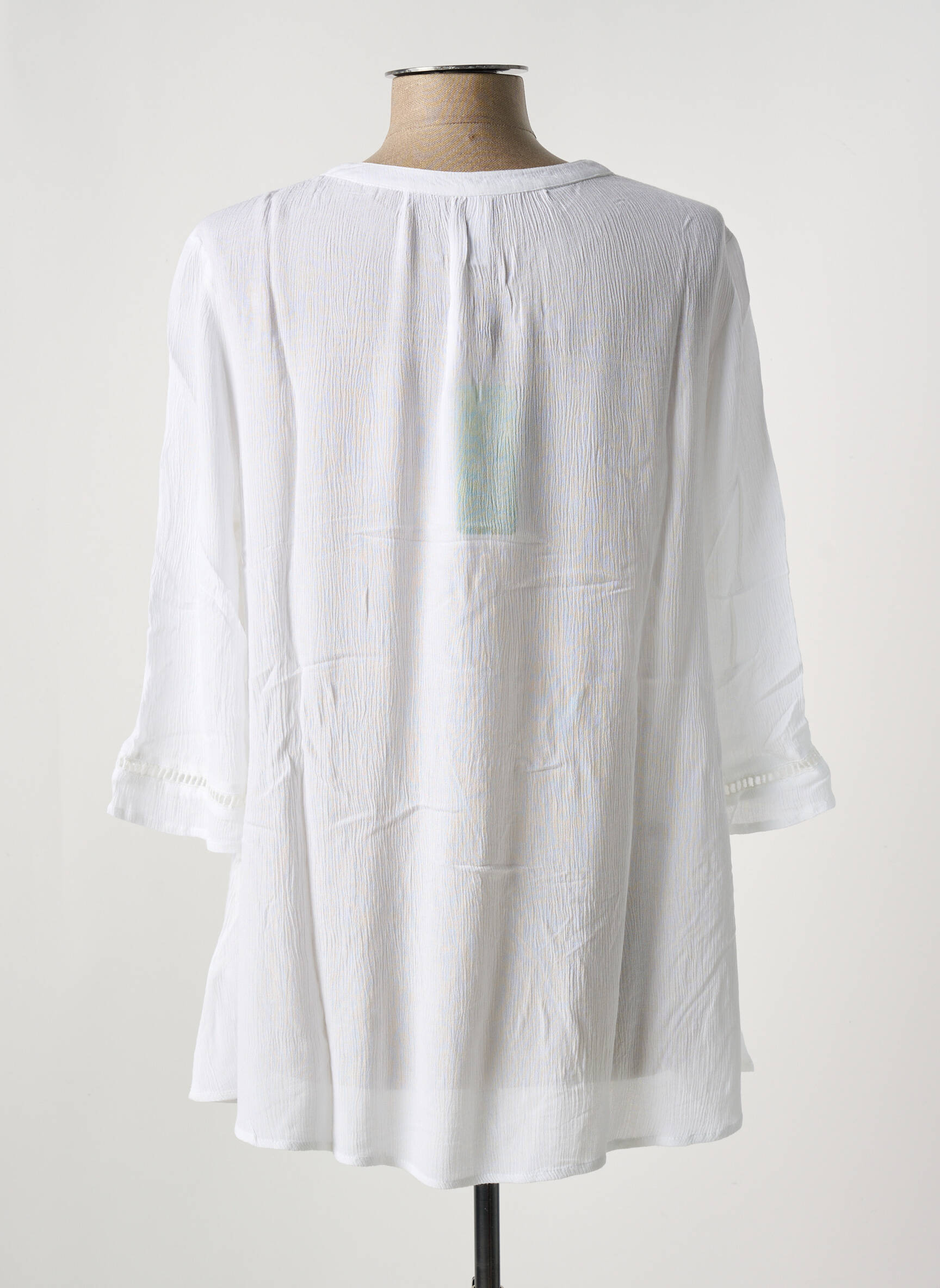 Ilgų rankovių tunika krepos audinys baltas SHEEGO moteris