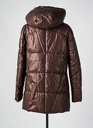 Pūkinė striukė kišenės su gobtuvu rudas DIANE LAURY moteris