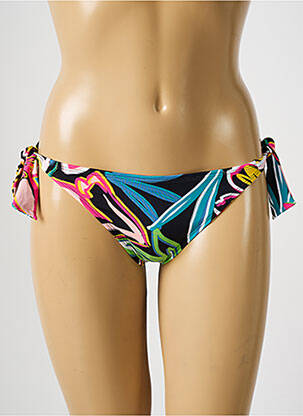 Maudymosi kelnaitės gėlių raštas bikini juodas CHERRY BEACH moteris