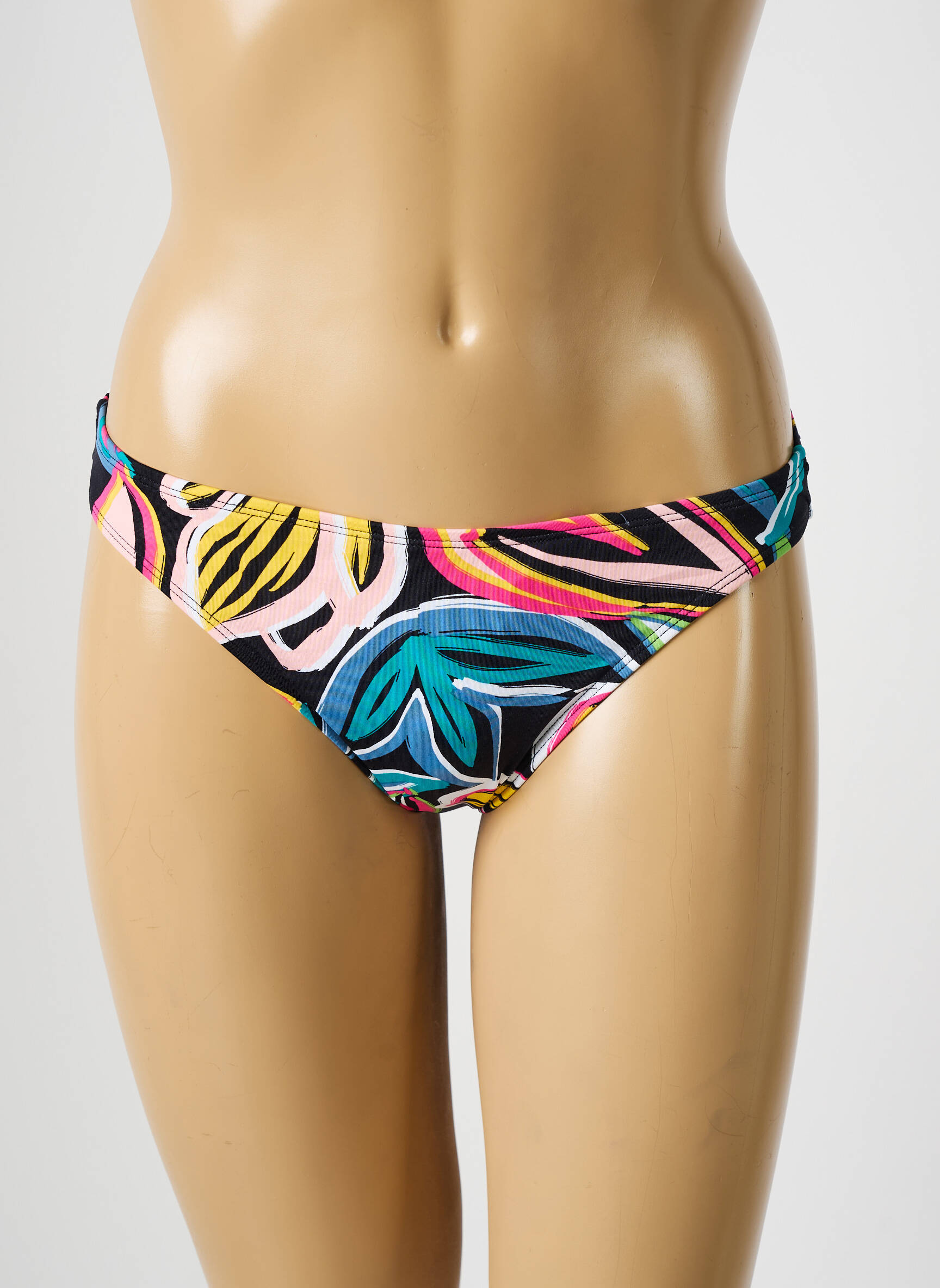 Maudymosi kelnaitės gėlių raštas bikini juodas CHERRY BEACH moteris