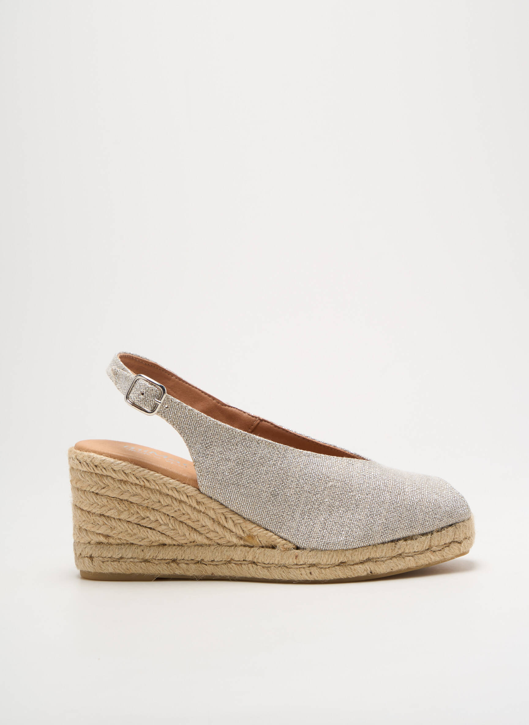 Espadrilės satino audinys kulnas nuo 7 iki 9 cm sidabrinė MIMAO moteris
