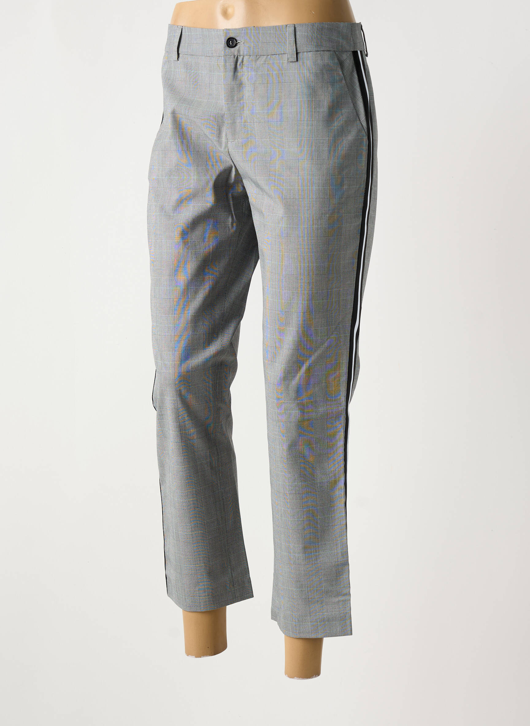 7/8 kelnės popelinos audinys, kuris pasižymi lygiu ir tankiu paviršiumi. normala dydis pilka DENIM STUDIO moteris