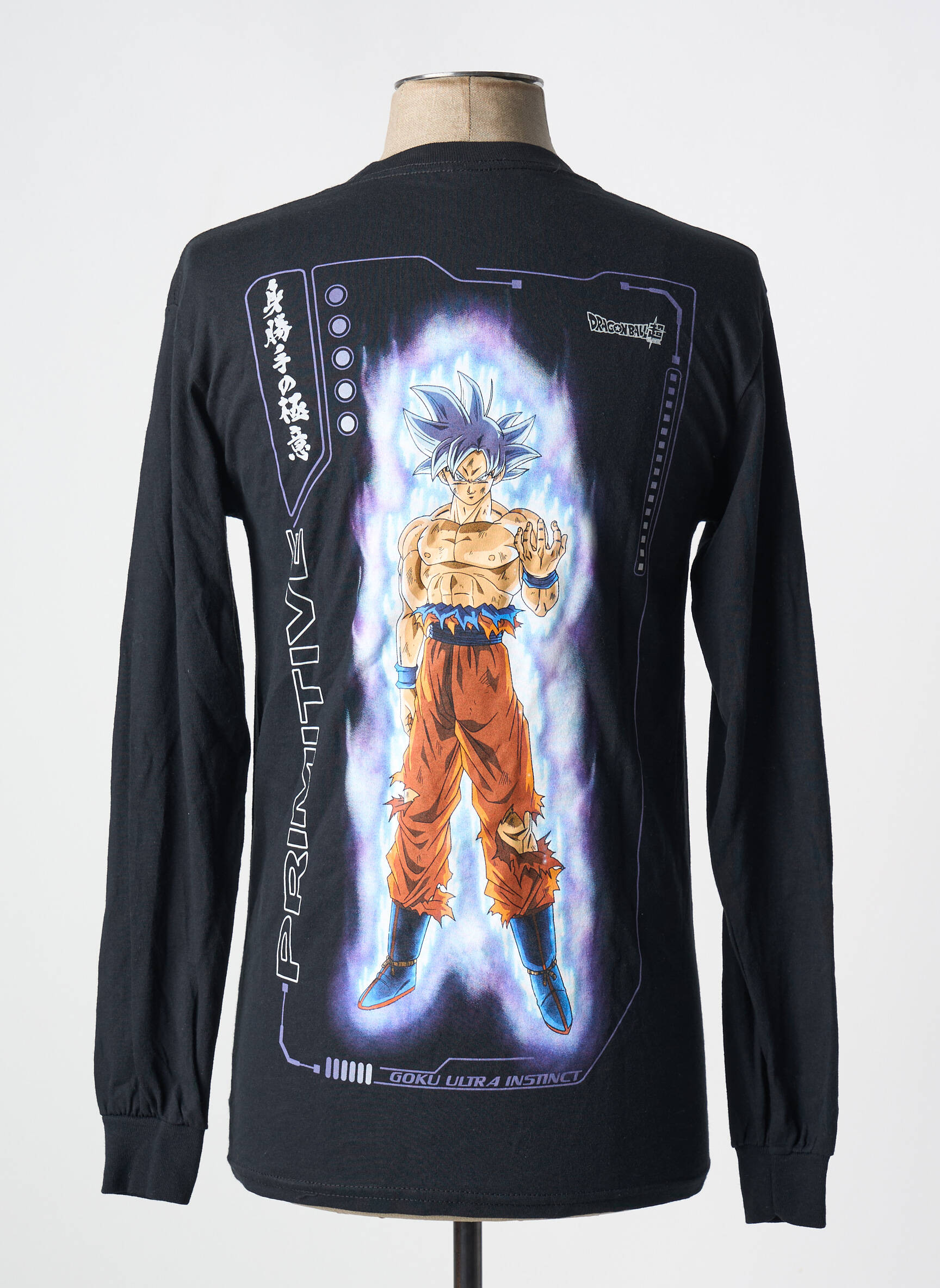 T-marškinys centrinė iškirptė ilgos rankovės juodas DRAGON BALL Z vyras