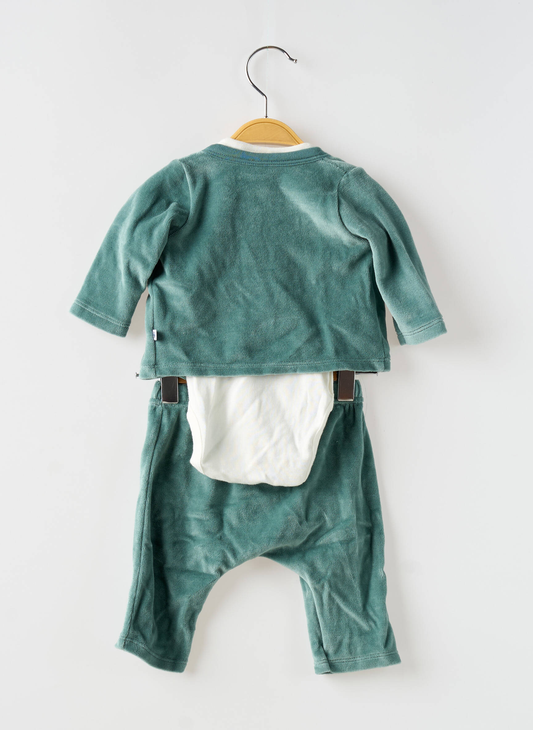 Kelnaičių rinkinys ilgos rankovės žalias PETIT BATEAU mergina