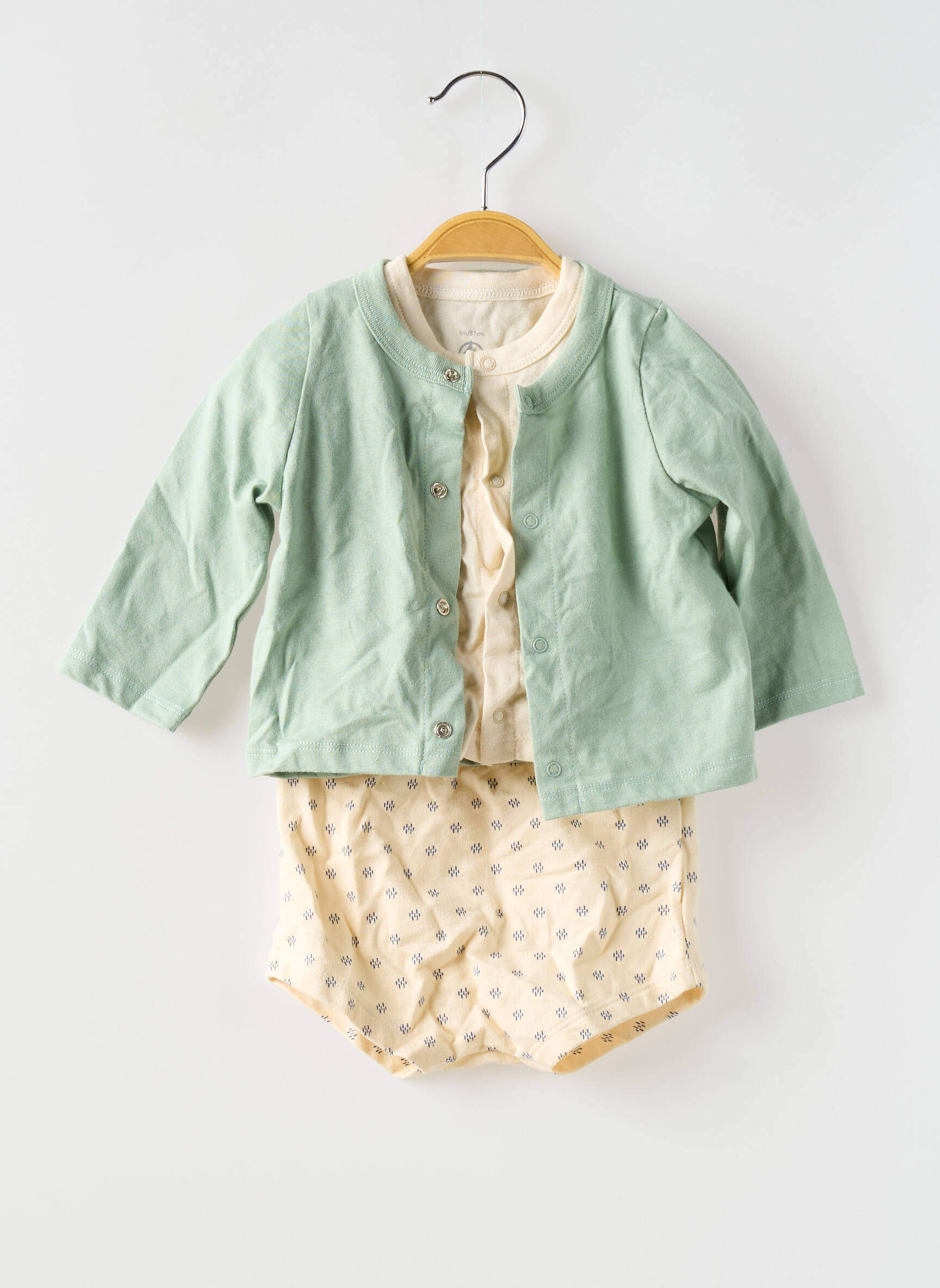 Kelnaičių rinkinys ilgos rankovės žalias PETIT BATEAU mergina
