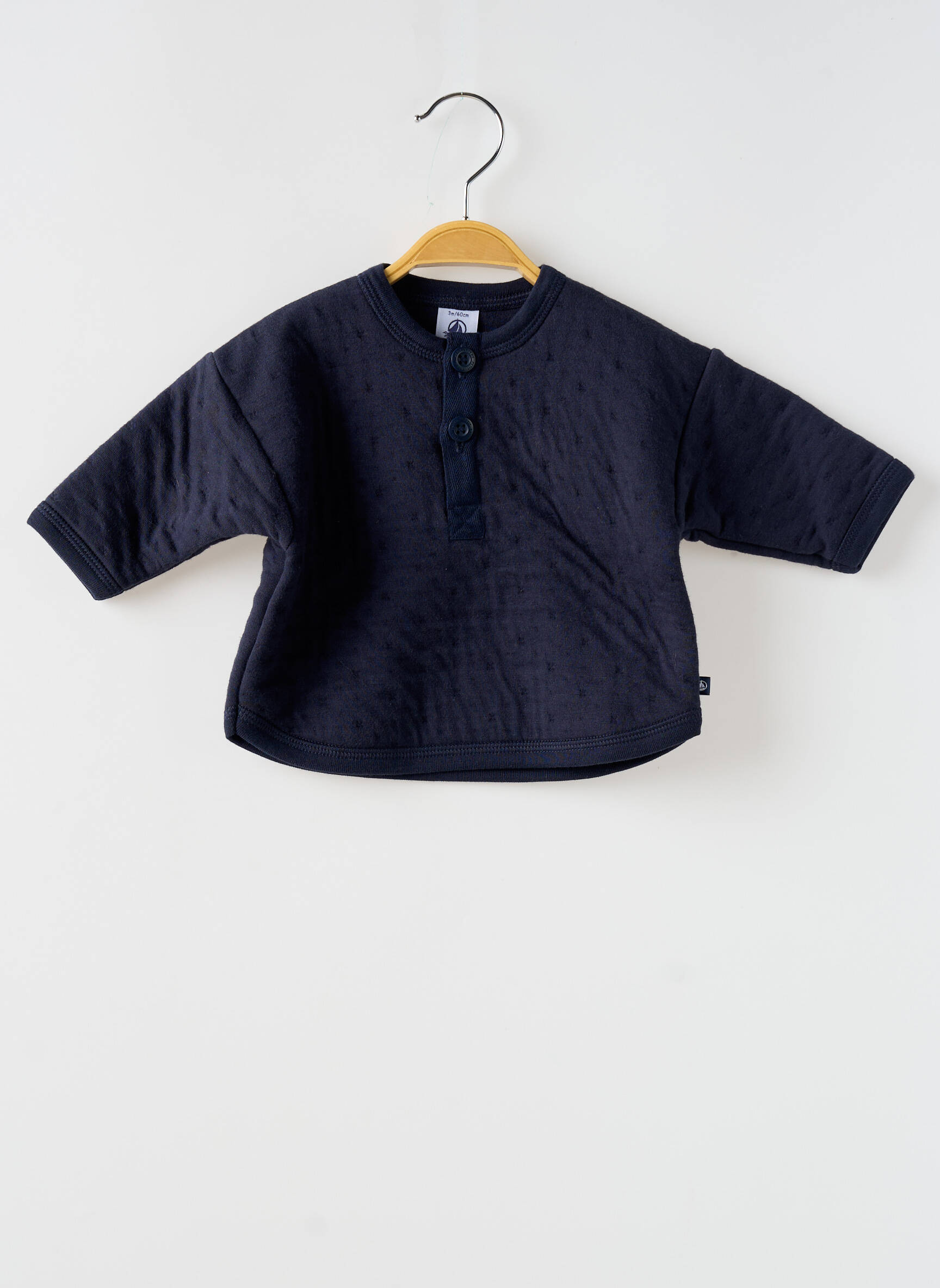 Mikroskopas tiesi kirpimas ilgos rankovės mėlyna PETIT BATEAU vaikas