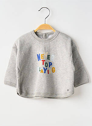 Mikroskopas tiesi kirpimas ilgos rankovės pilka PETIT BATEAU berniukas