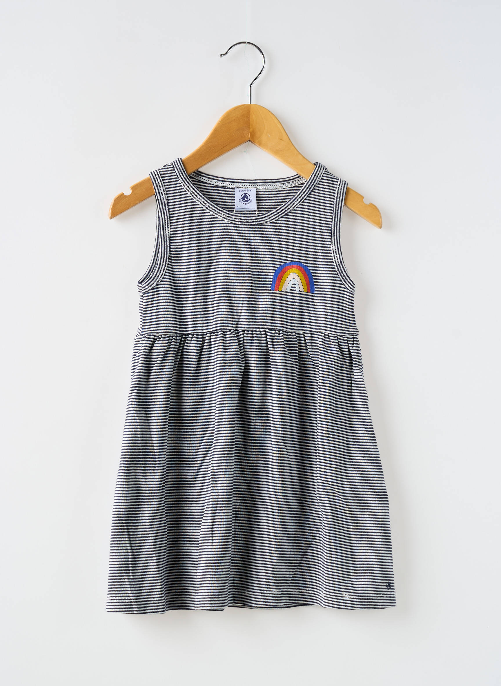 Trumpa suknelė be rankų be rankų mėlyna PETIT BATEAU mergina