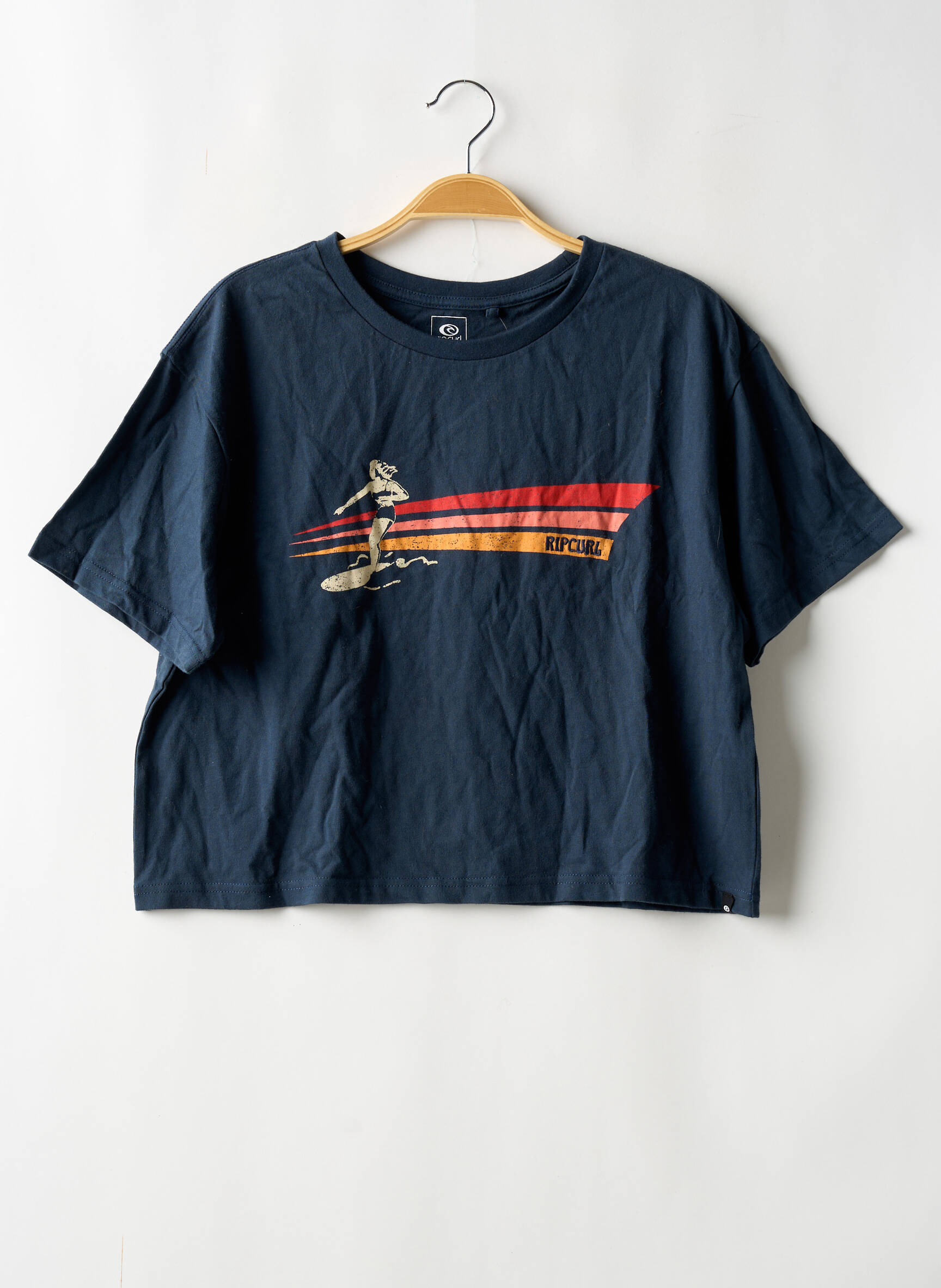 T-marškinys floqué serigrafija trumpas rankovės mėlyna RIP CURL moteris