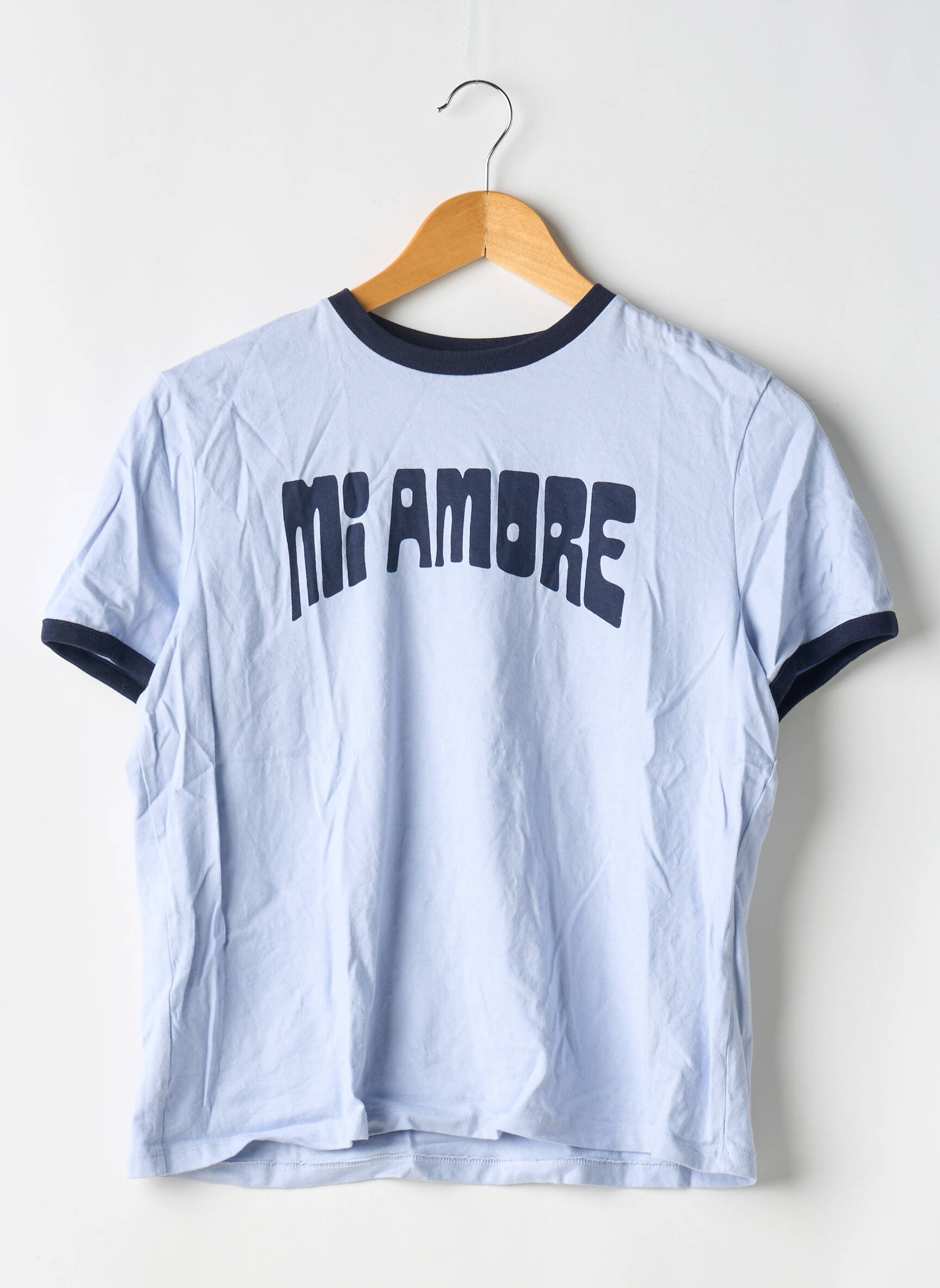 T-marškinys floqué serigrafija trumpas rankovės mėlyna DIVIDED H&M moteris