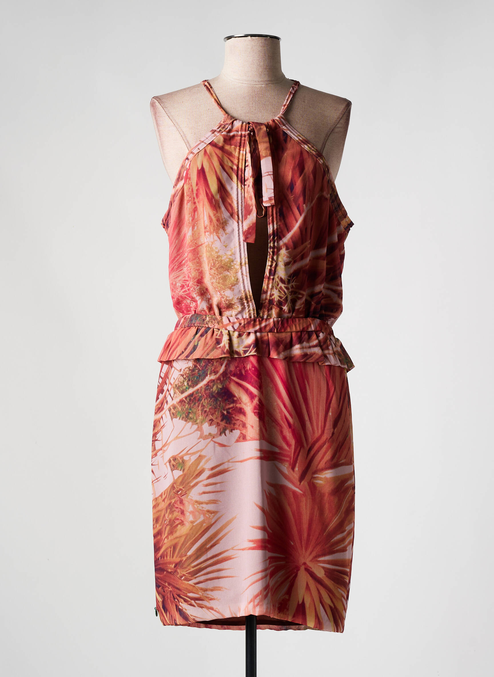 Pusilgių suknelė gėlių raštas be rankų oranžinė MAISON SCOTCH moteris