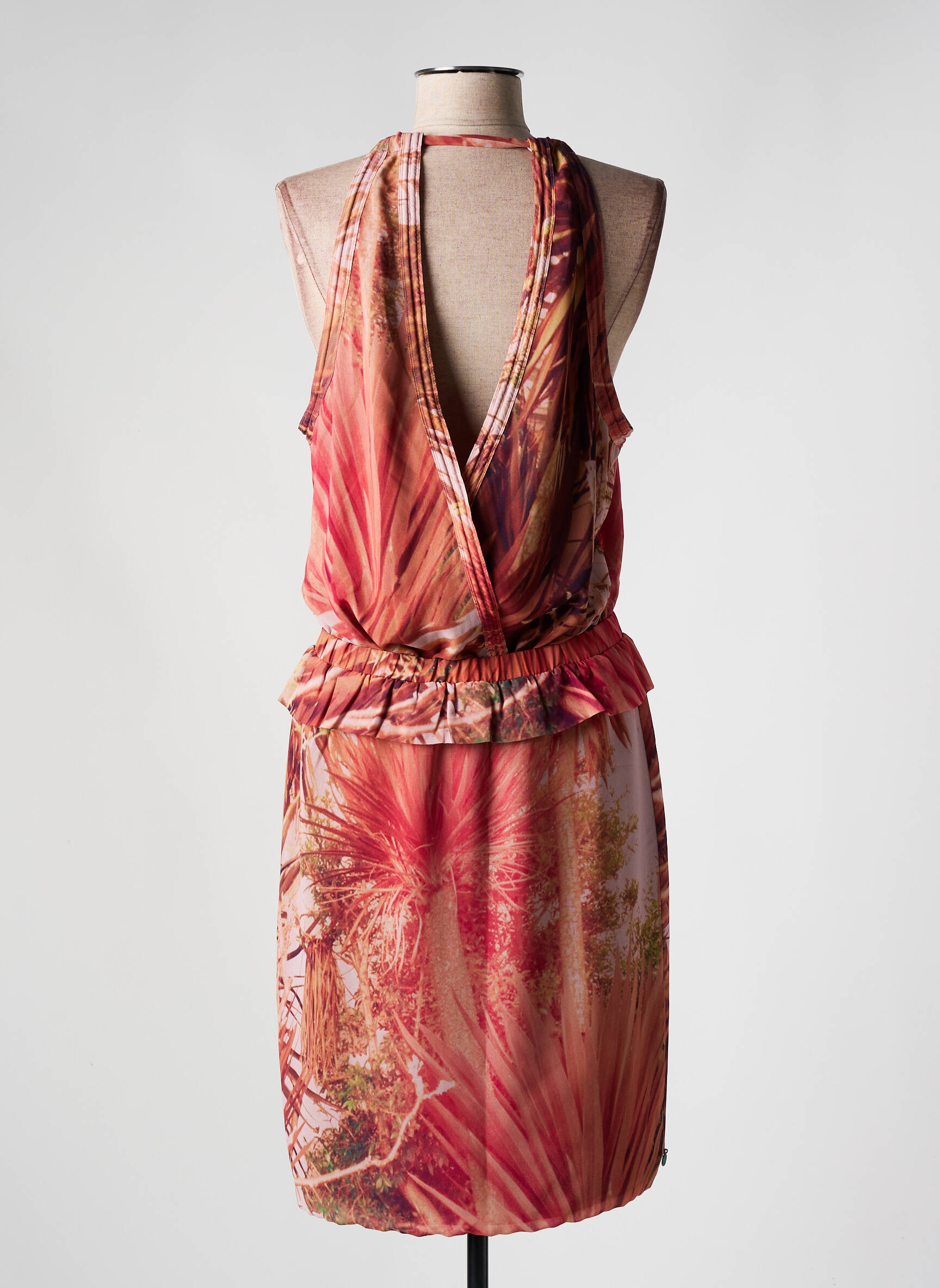 Pusilgių suknelė gėlių raštas be rankų oranžinė MAISON SCOTCH moteris