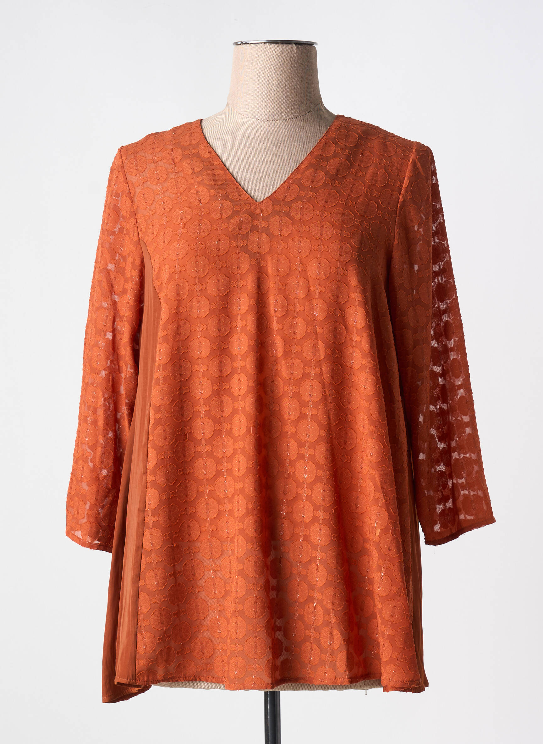 Ilgų rankovių tunika lengva ir skaidri oranžinė MERI & ESCA moteris