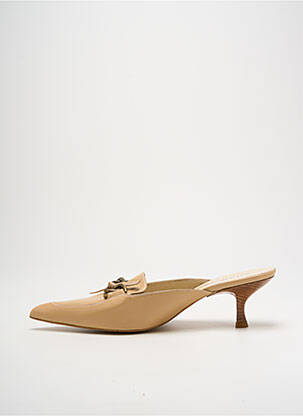 Mule/sabotai satino audinys kulnas nuo 4 iki 6 cm bežinis STUDIO moteris