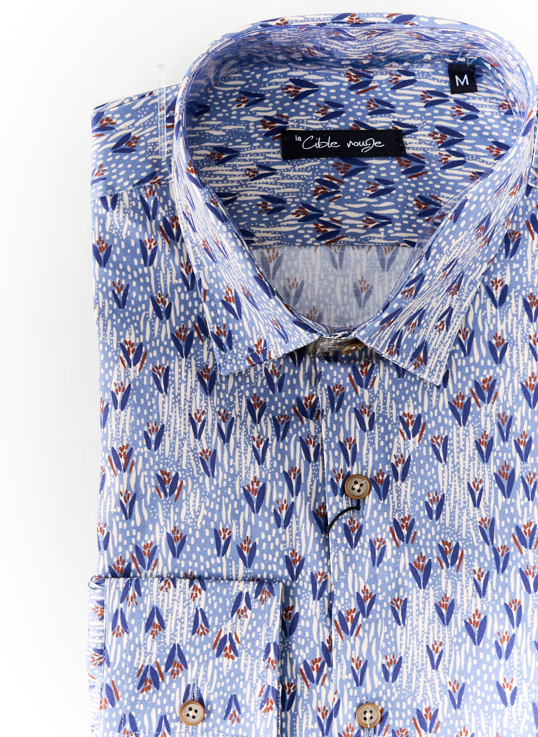 Ilgomis rankovėmis marškinys fantazijos raštas mėlyna LA CIBLE ROUGE vyras