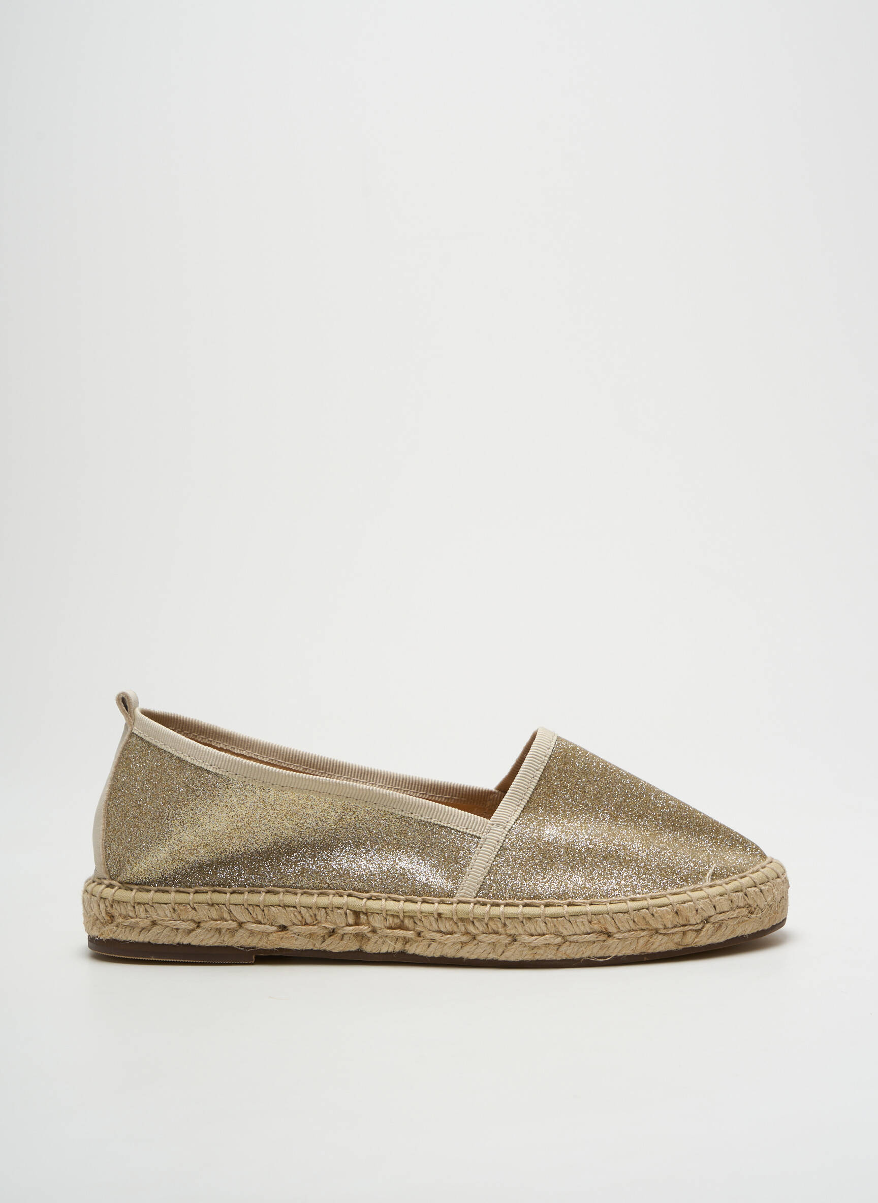 Espadrilės apvalus mygtukas plokščias kulnas iki 3 cm auksas ESCADRILLE moteris