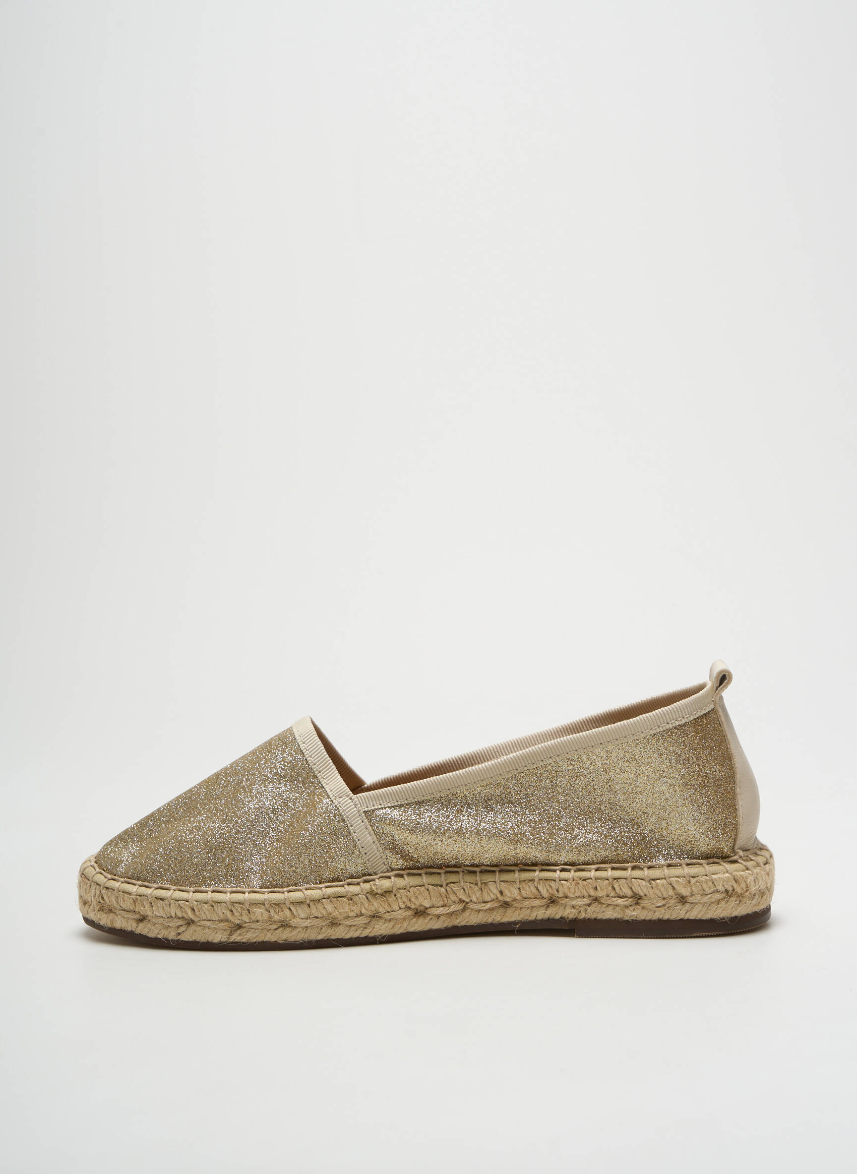 Espadrilės apvalus mygtukas plokščias kulnas iki 3 cm auksas ESCADRILLE moteris