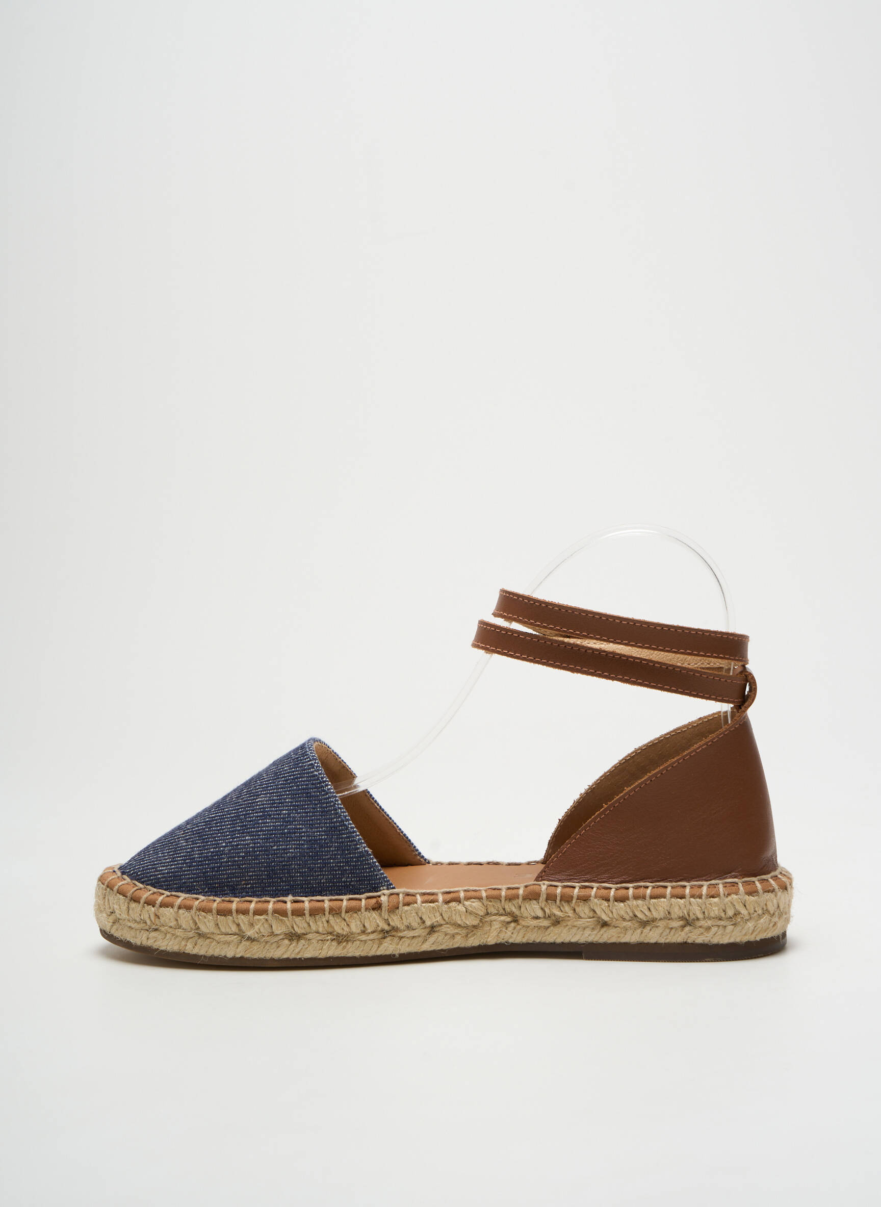 Espadrilės apvalus mygtukas plokščias kulnas iki 3 cm rudas ESCADRILLE moteris
