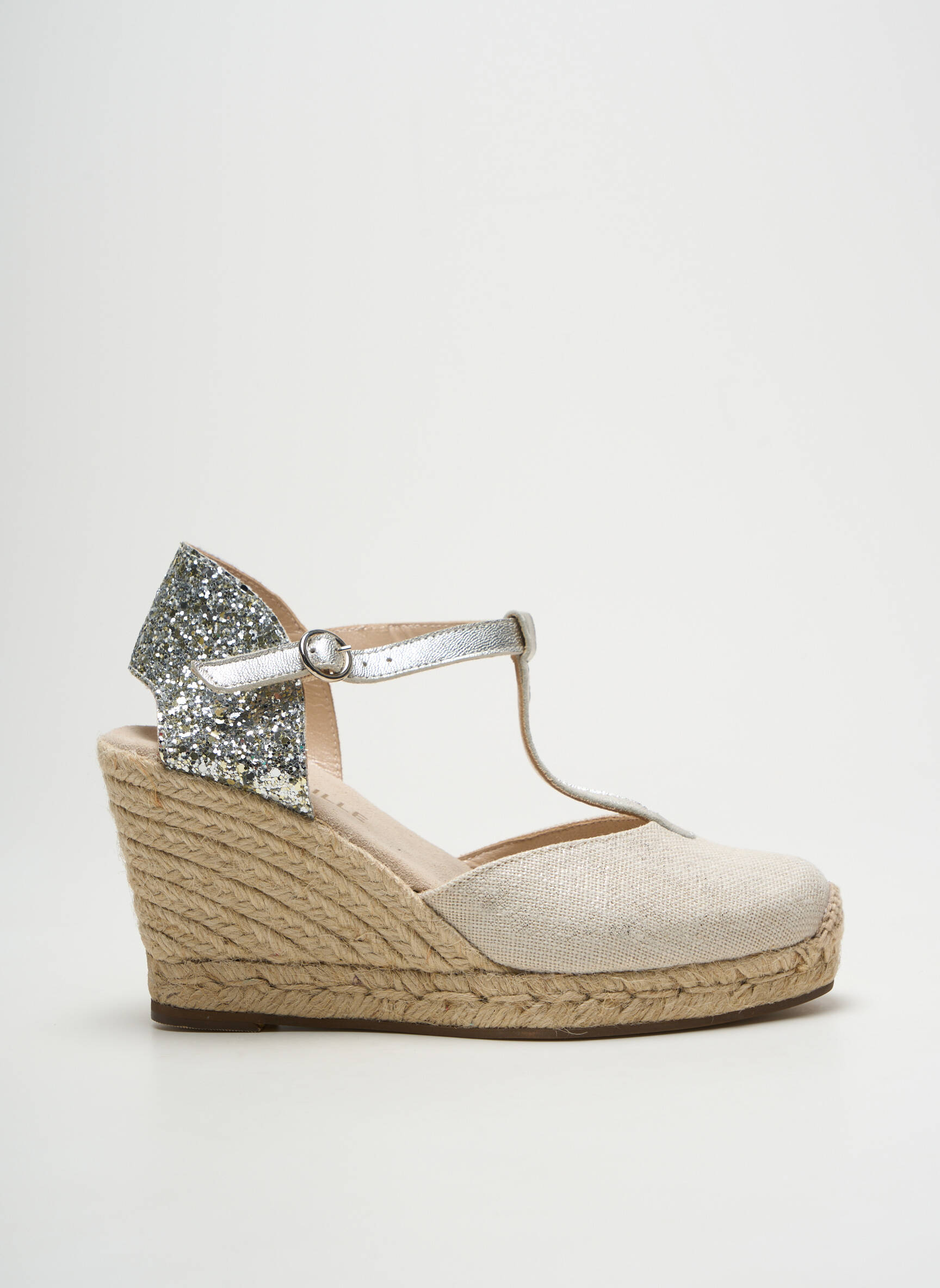 Espadrilės apvalus mygtukas kulnas nuo 7 iki 9 cm sidabrinė ESCADRILLE moteris