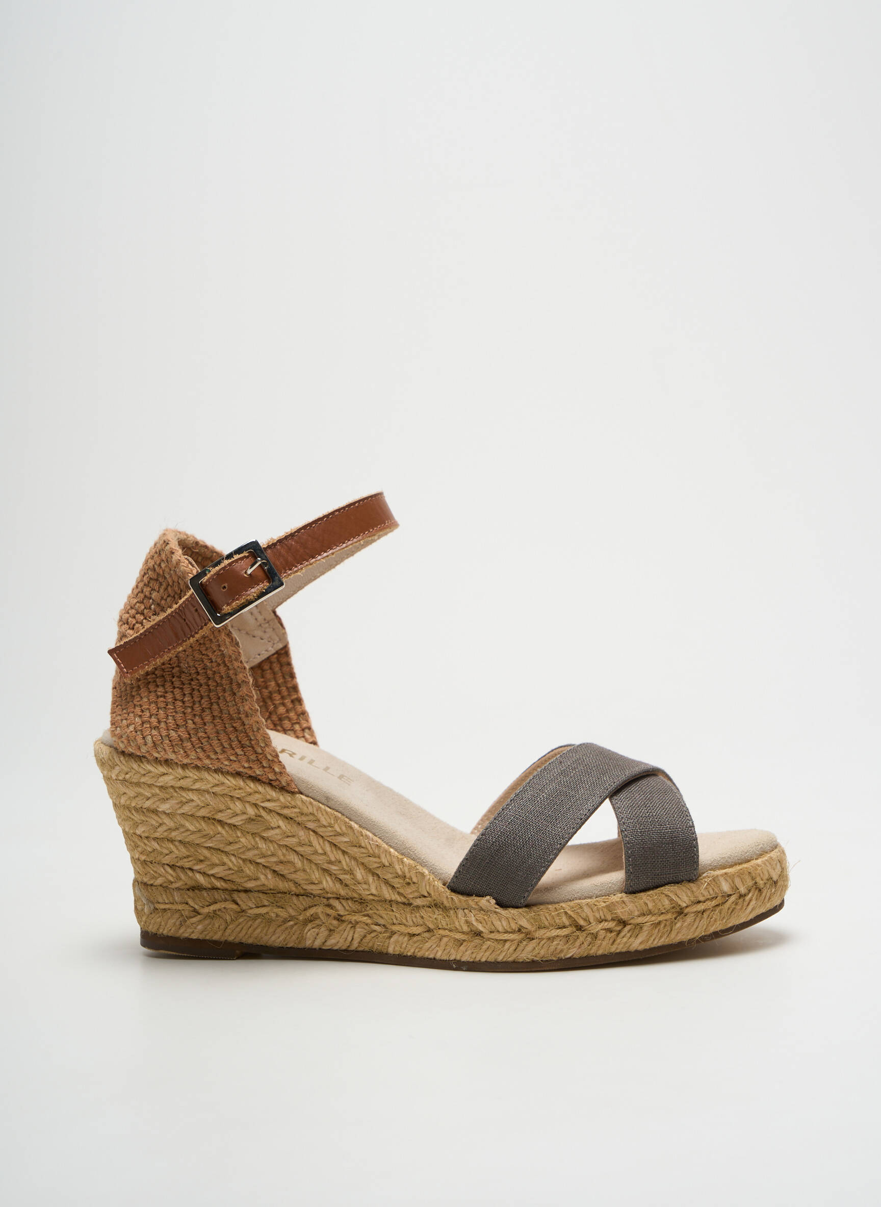 Espadrilės satino audinys kulnas nuo 7 iki 9 cm rudas ESCADRILLE moteris