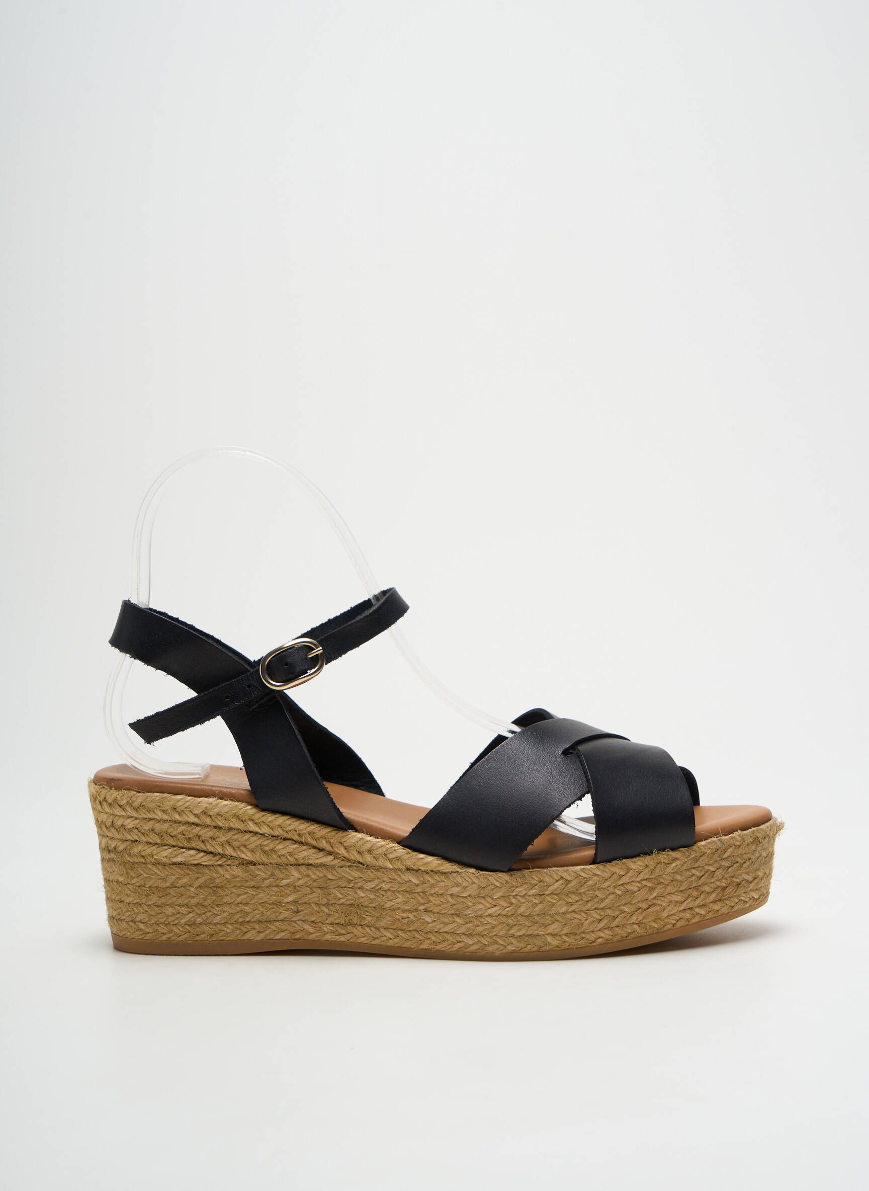 Espadrilės satino audinys kulnas nuo 4 iki 6 cm juodas ESCADRILLE moteris