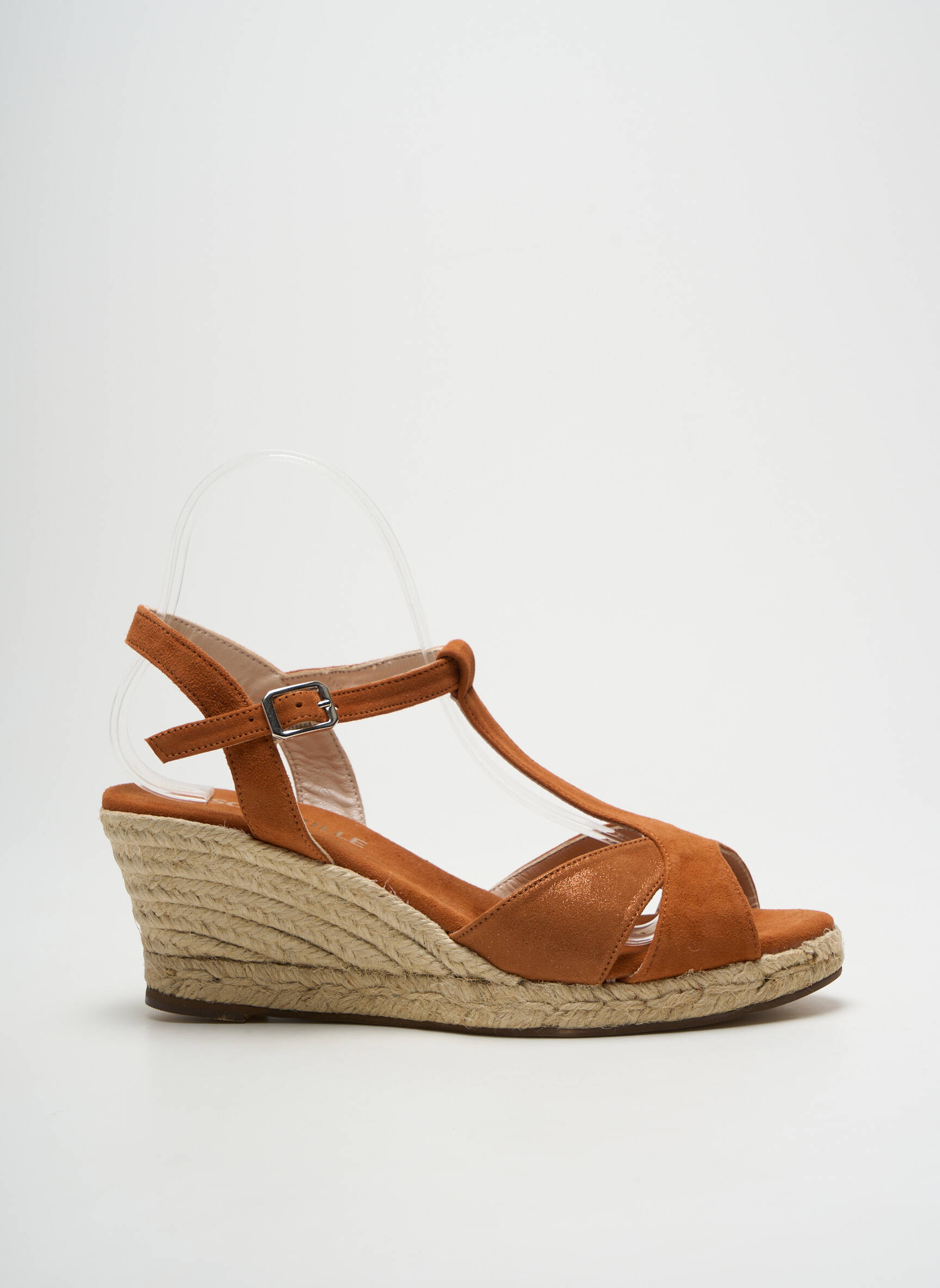 Espadrilės satino audinys kulnas nuo 7 iki 9 cm rudas ESCADRILLE moteris
