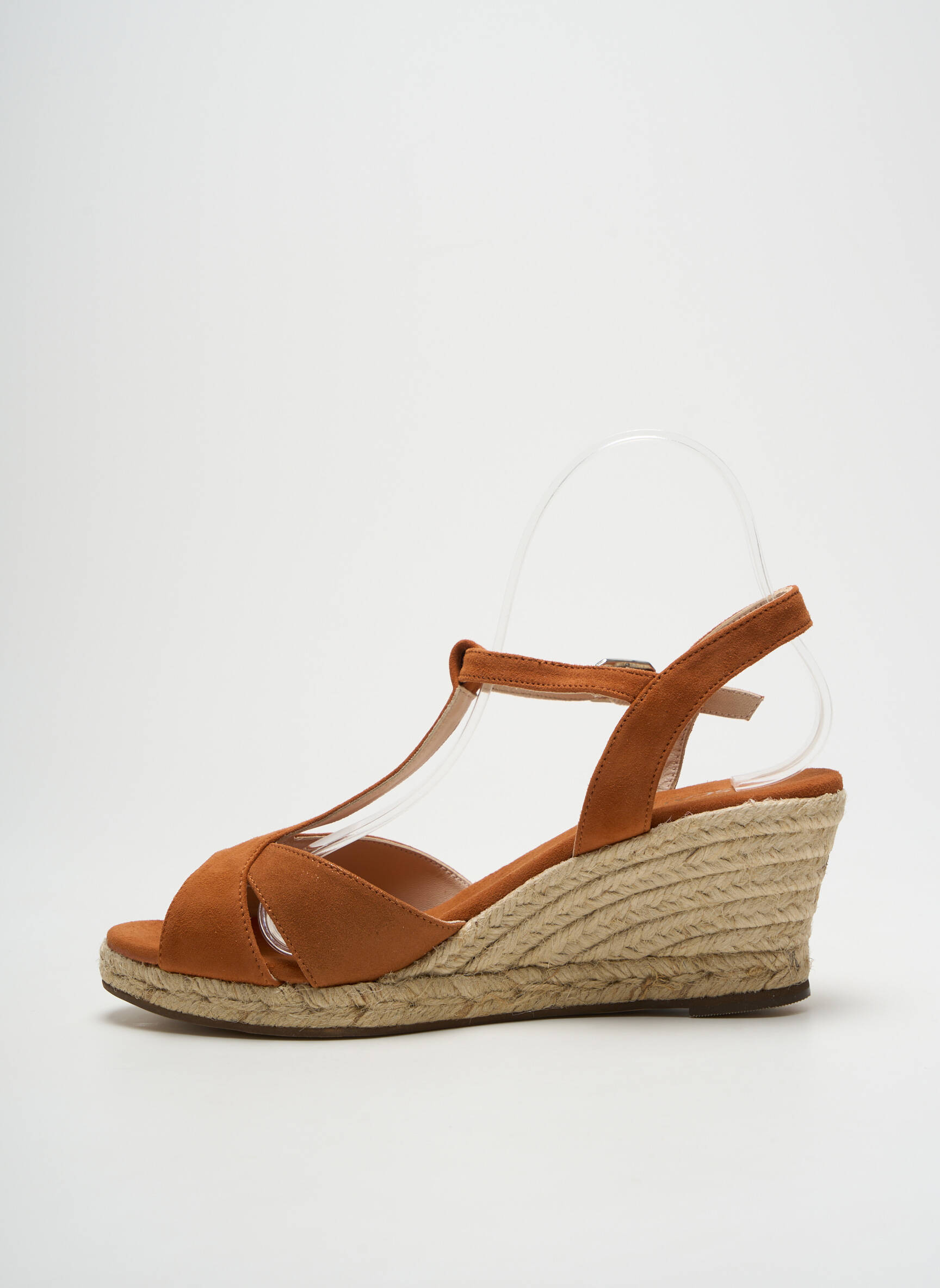 Espadrilės satino audinys kulnas nuo 7 iki 9 cm rudas ESCADRILLE moteris