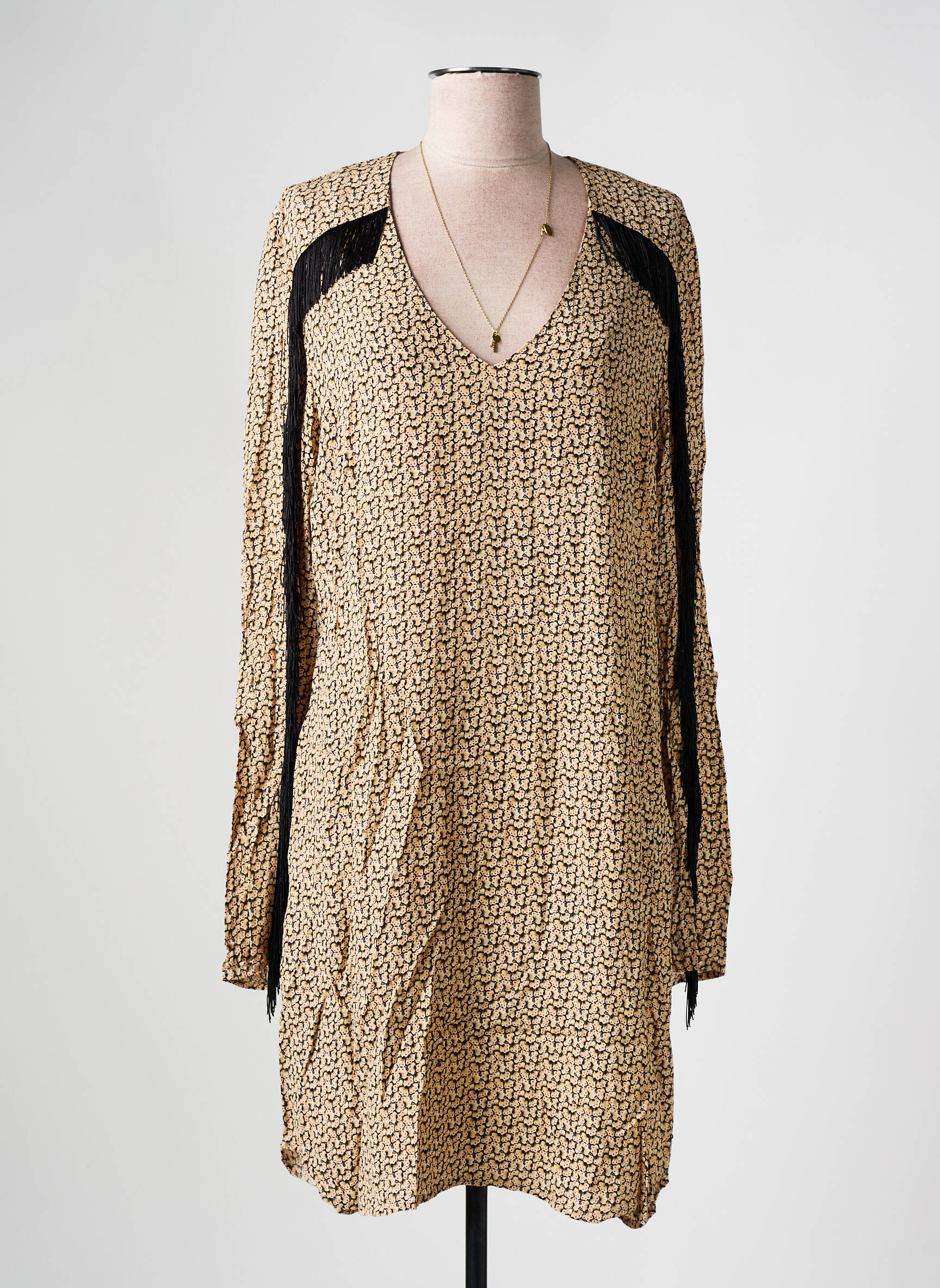 Pusilgių suknelė fantazijos raštas ilgos rankovės juodas SCOTCH & SODA moteris