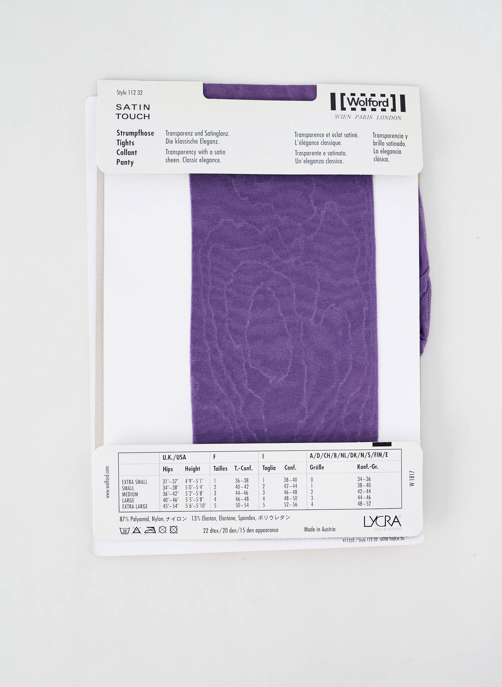 Kojinės lengva ir skaidri violetinis WOLFORD moteris