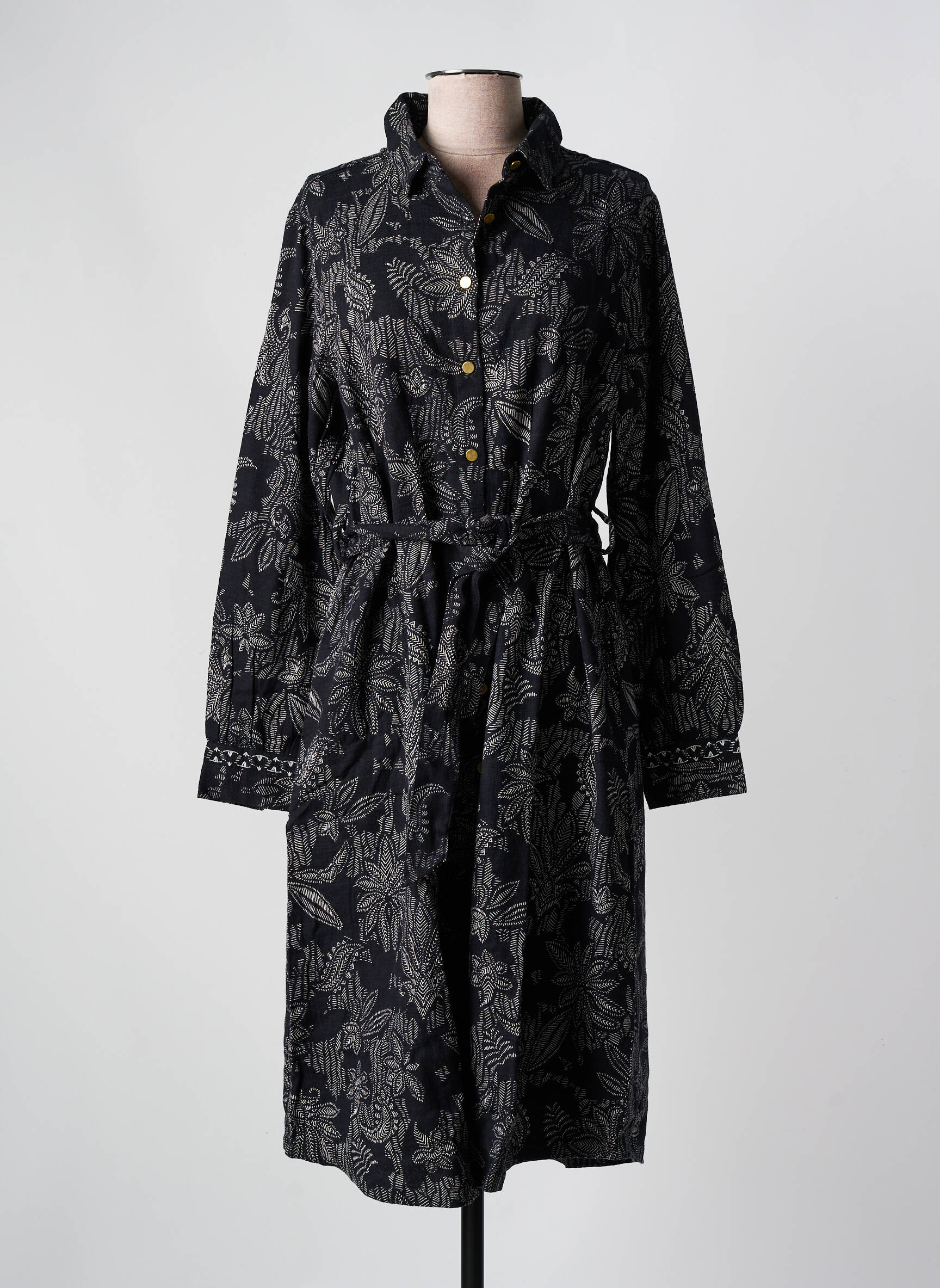 Pusilgių suknelė krepos audinys ilgos rankovės juodas LA FIANCEE DU MEKONG moteris