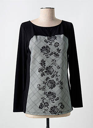 T-marškinys ilgos rankovės ilgos rankovės juodas QUATRE VINGT JOURS moteris