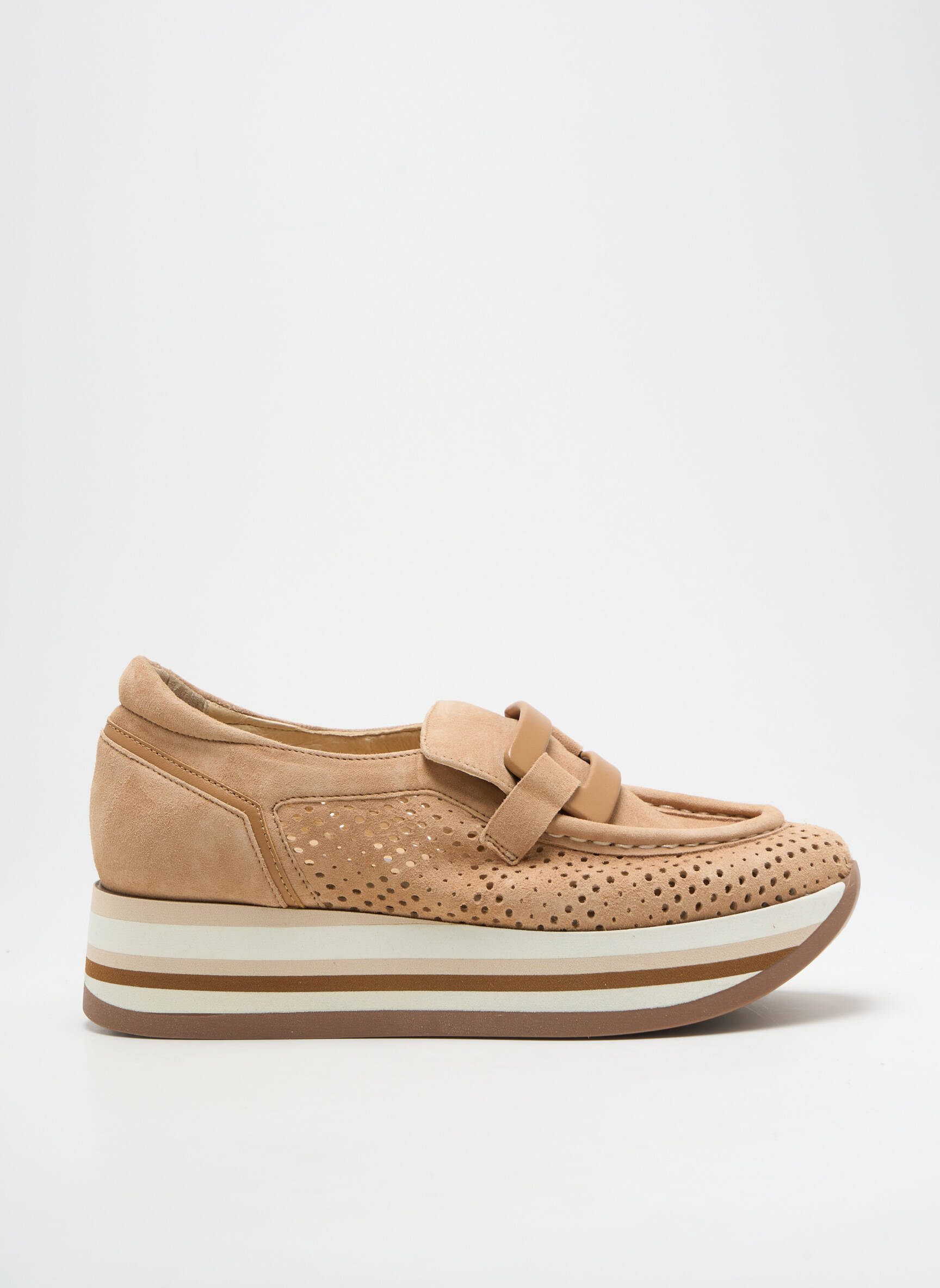 Slip-on batai nubuko audinys kulnas nuo 4 iki 6 cm rudas SOFTWAVES moteris