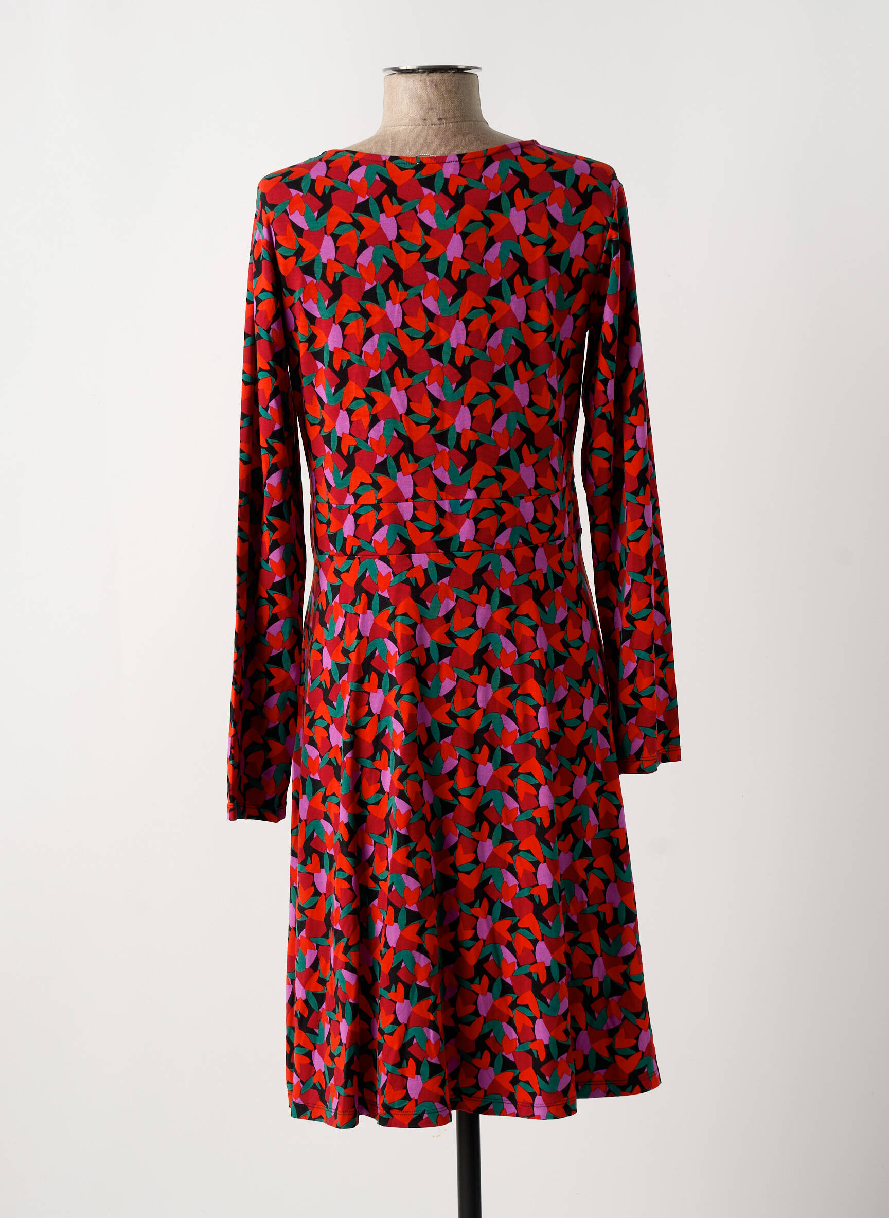 Pusilgių suknelė fantazijos raštas ilgos rankovės raudona PRINCESSE NOMADE moteris