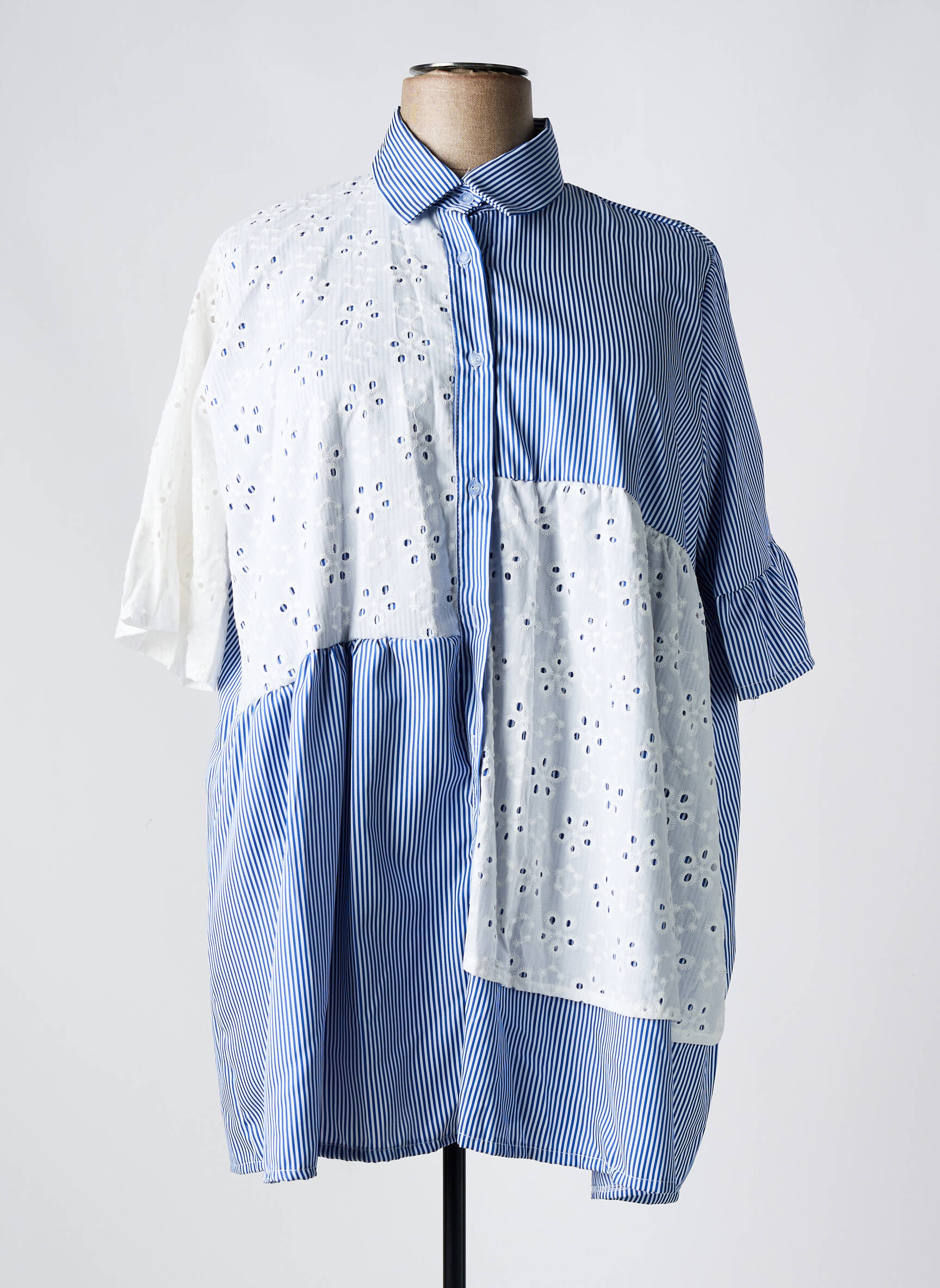 Ilgų rankovių tunika marškinių apykaklė mėlyna NEW COLLECTION moteris