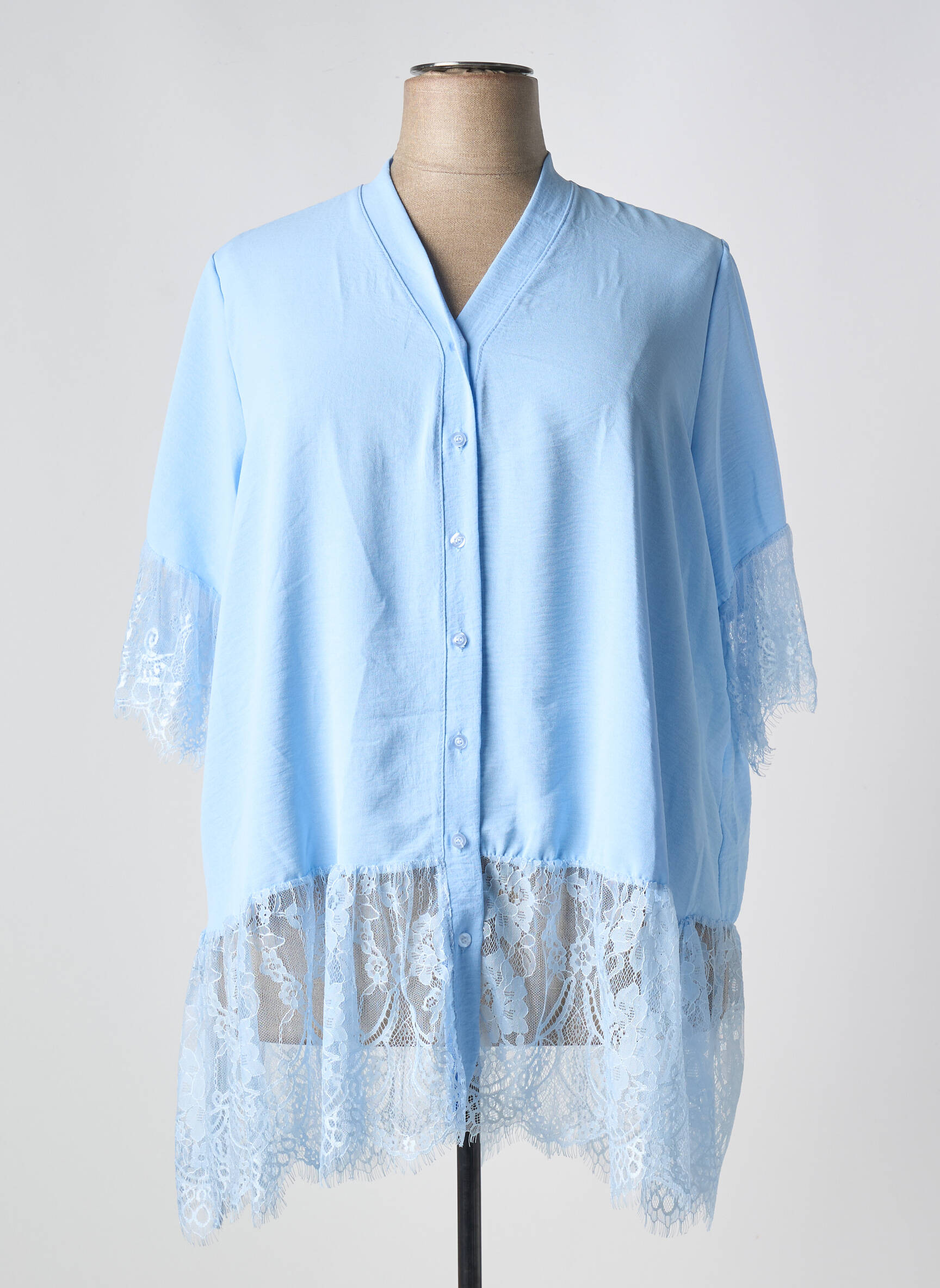 Ilgų rankovių tunika priekinė mygtukų uždarymo sistema mėlyna NEW COLLECTION moteris