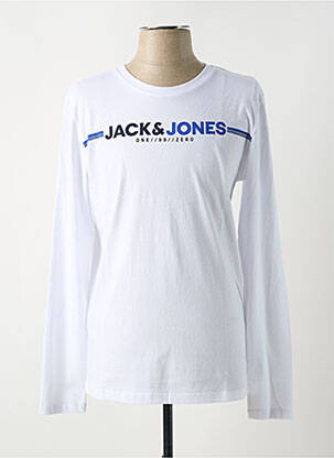 T-marškinys centrinė iškirptė ilgos rankovės baltas JACK & JONES vyras