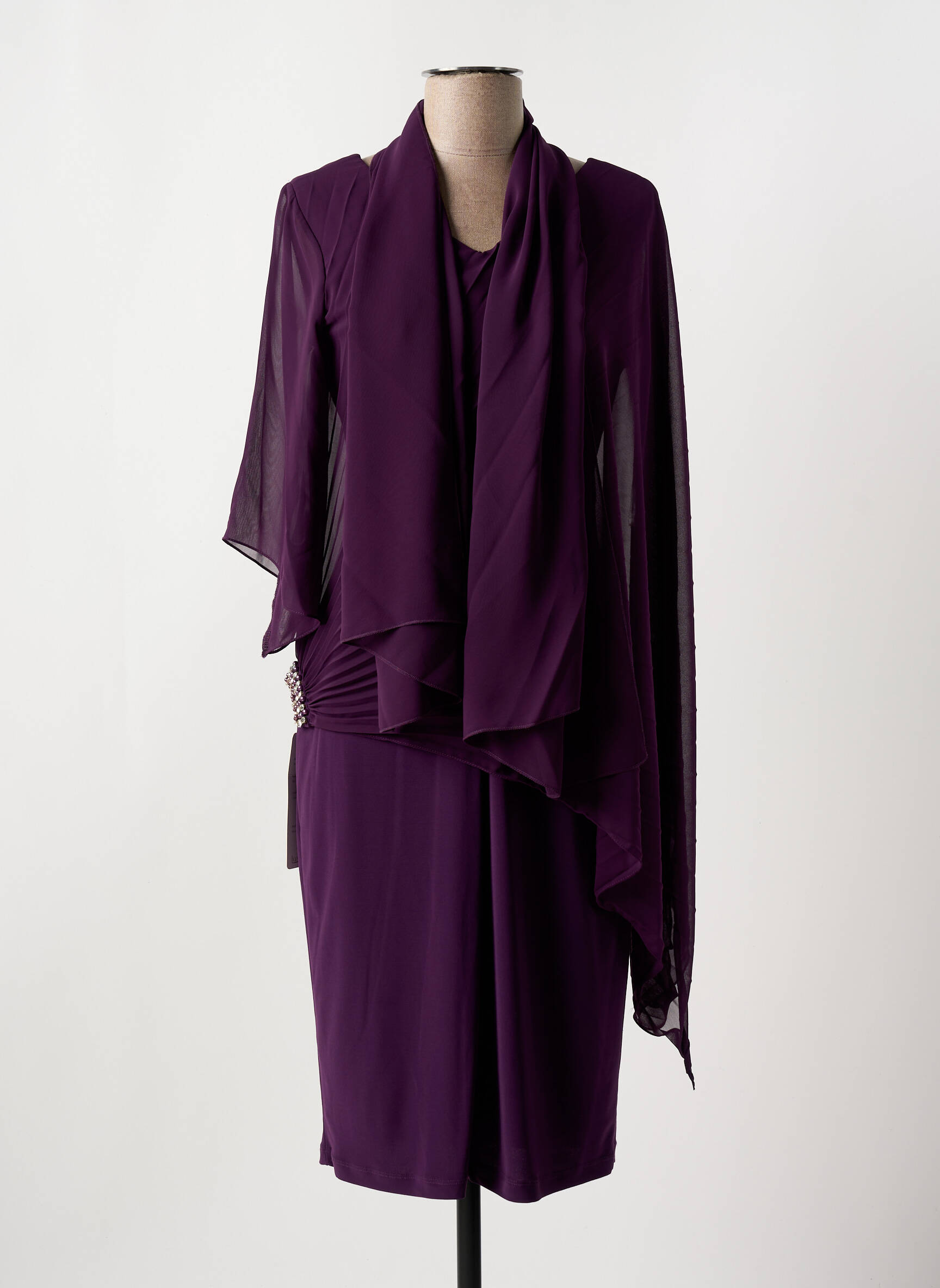 Pusilgių suknelė 3/4 rankovės 3/4 rankovės violetinis FASHION NEW YORK moteris