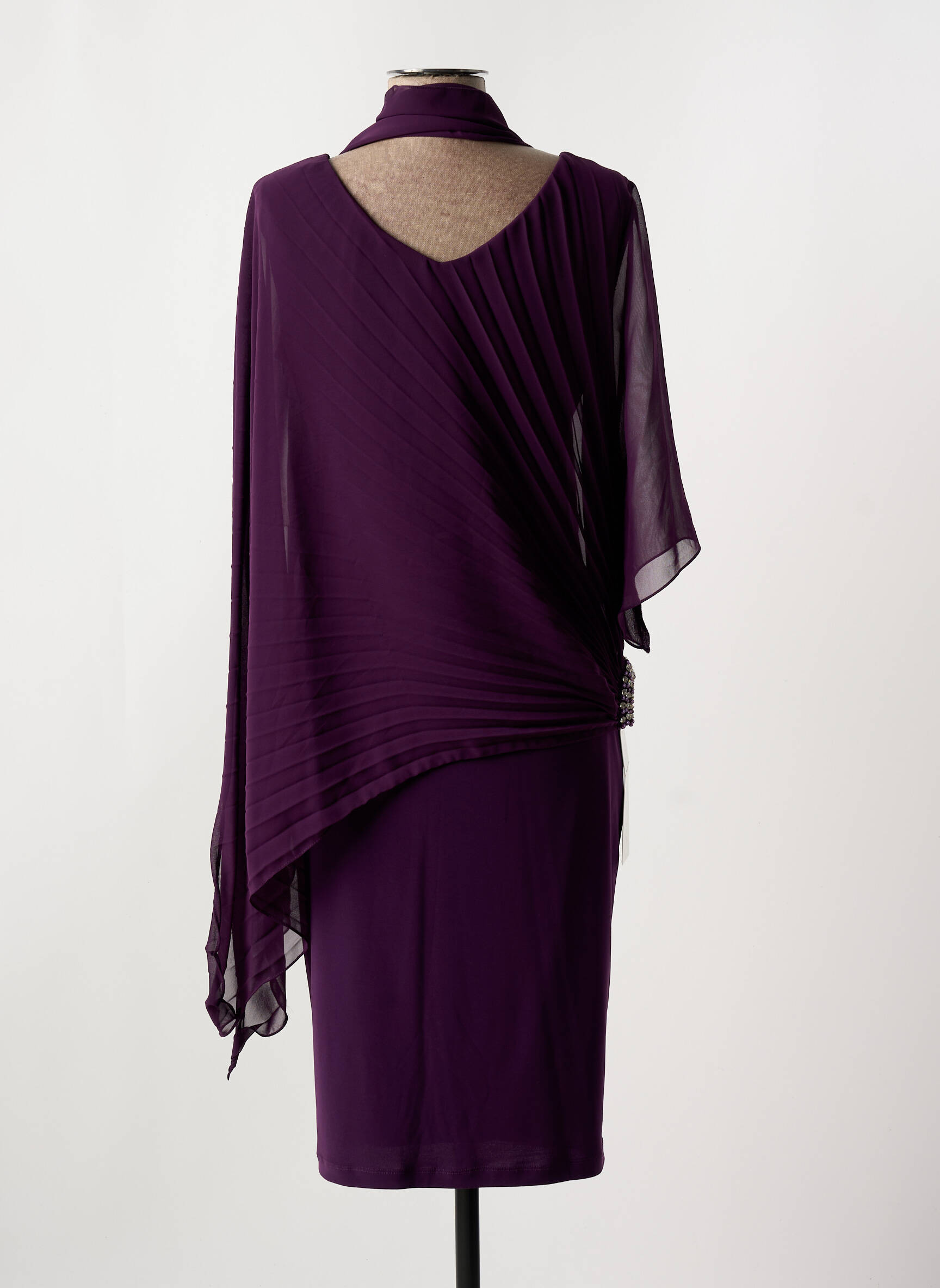 Pusilgių suknelė 3/4 rankovės 3/4 rankovės violetinis FASHION NEW YORK moteris