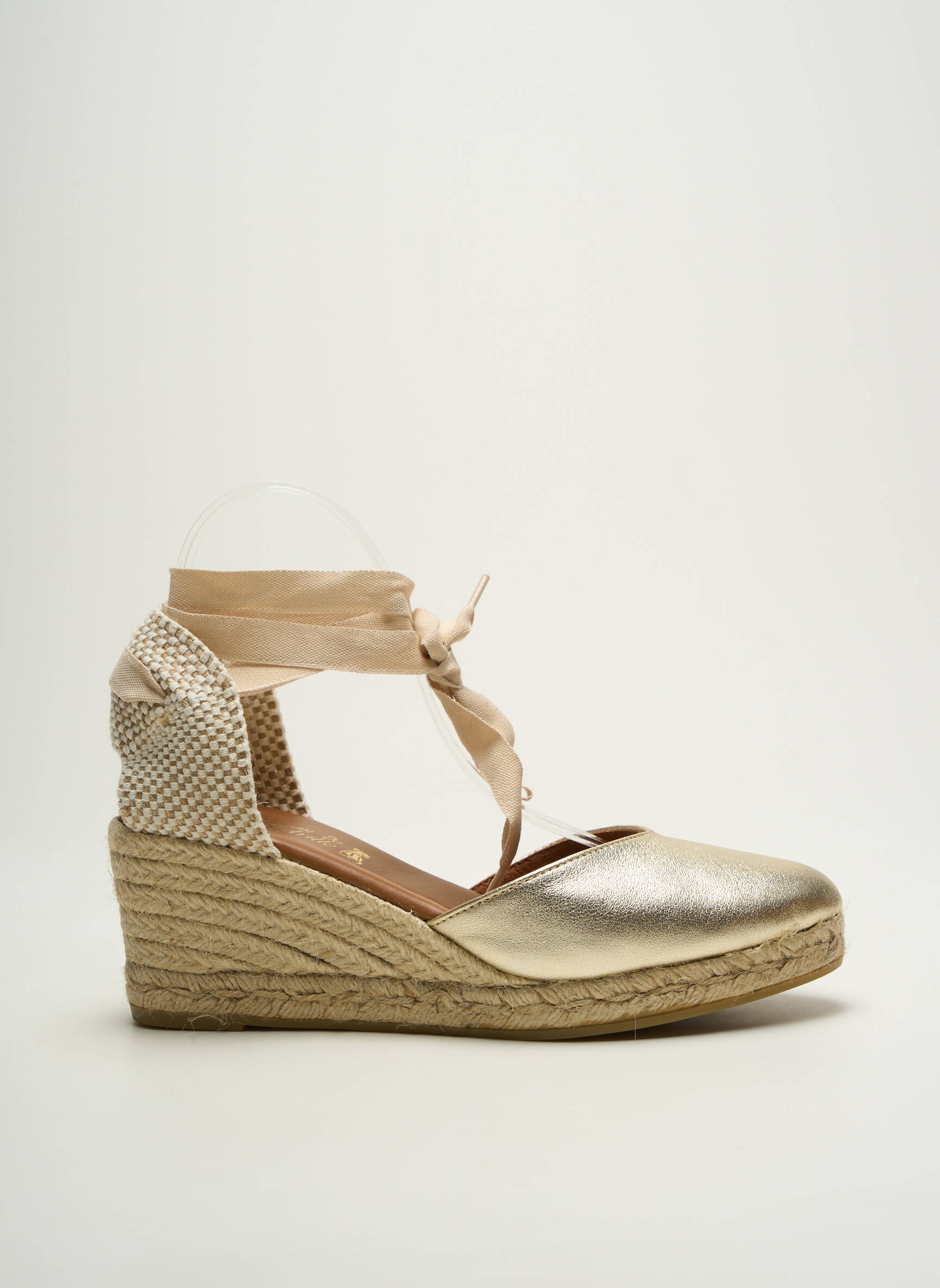 Espadrilės satino audinys kulnas nuo 7 iki 9 cm auksas LA MAISON DE L'ESPADRILLE moteris