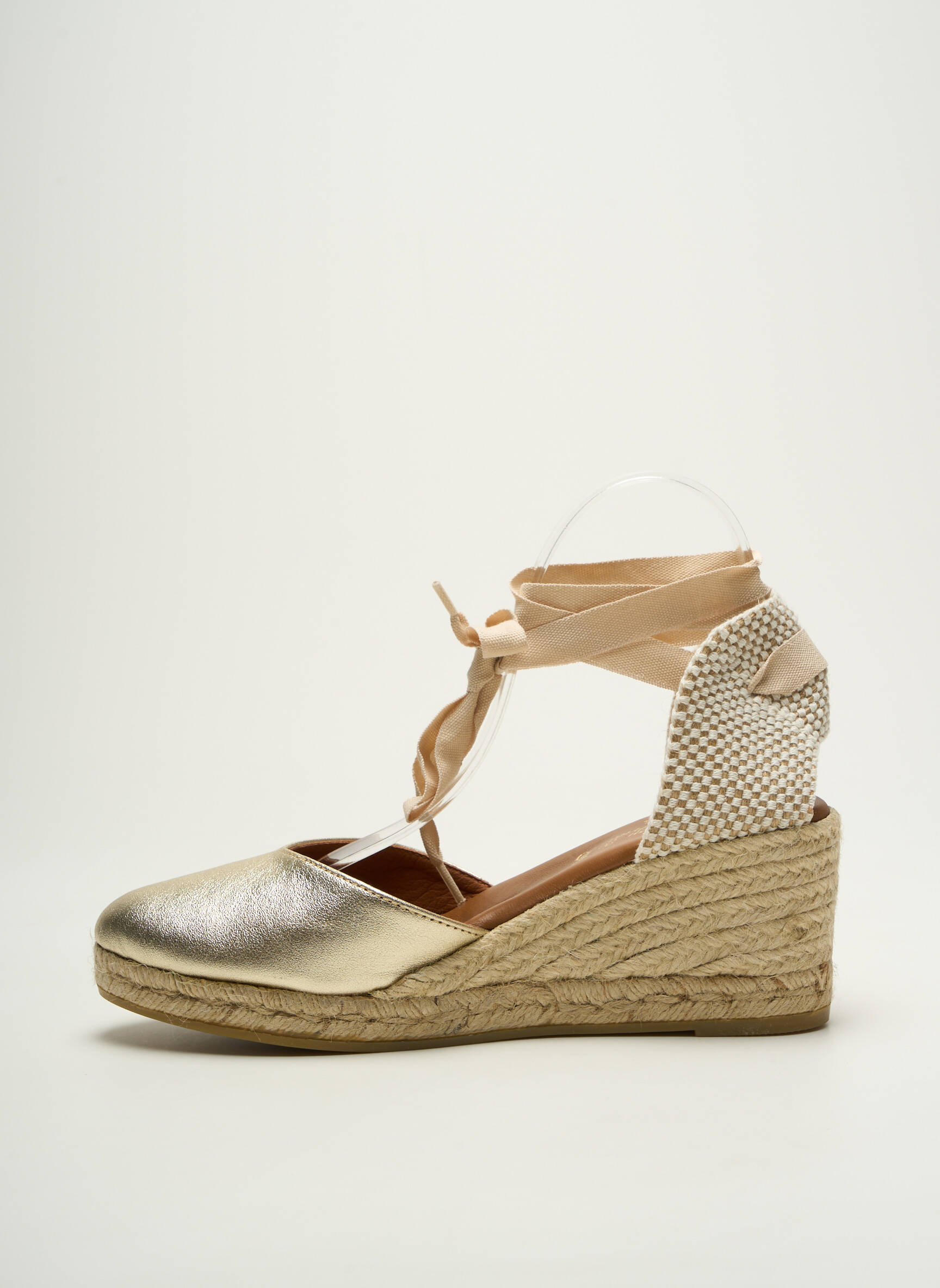 Espadrilės satino audinys kulnas nuo 7 iki 9 cm auksas LA MAISON DE L'ESPADRILLE moteris