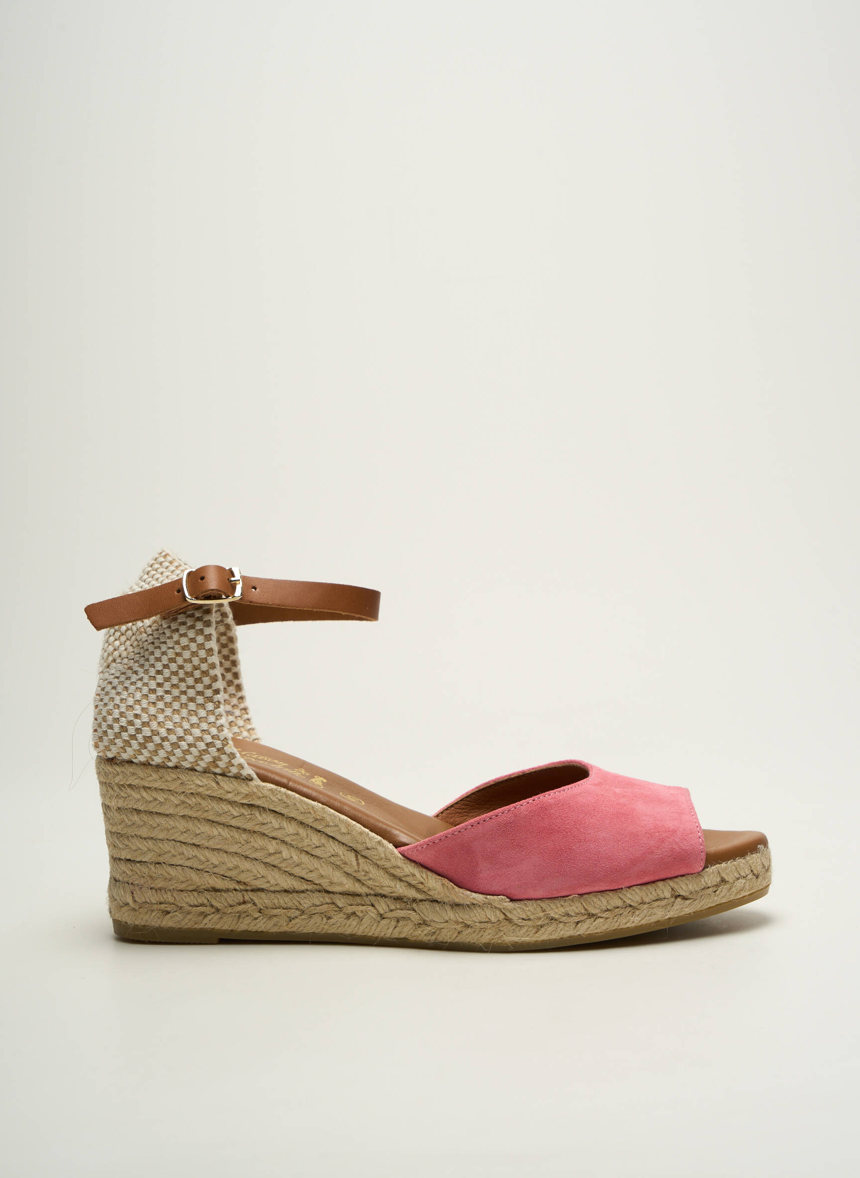 Espadrilės nubuko audinys kulnas nuo 7 iki 9 cm rožinė LA MAISON DE L'ESPADRILLE moteris