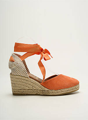 Espadrilės šnervių uždarymas kulnas nuo 7 iki 9 cm oranžinė LA MAISON DE L'ESPADRILLE moteris