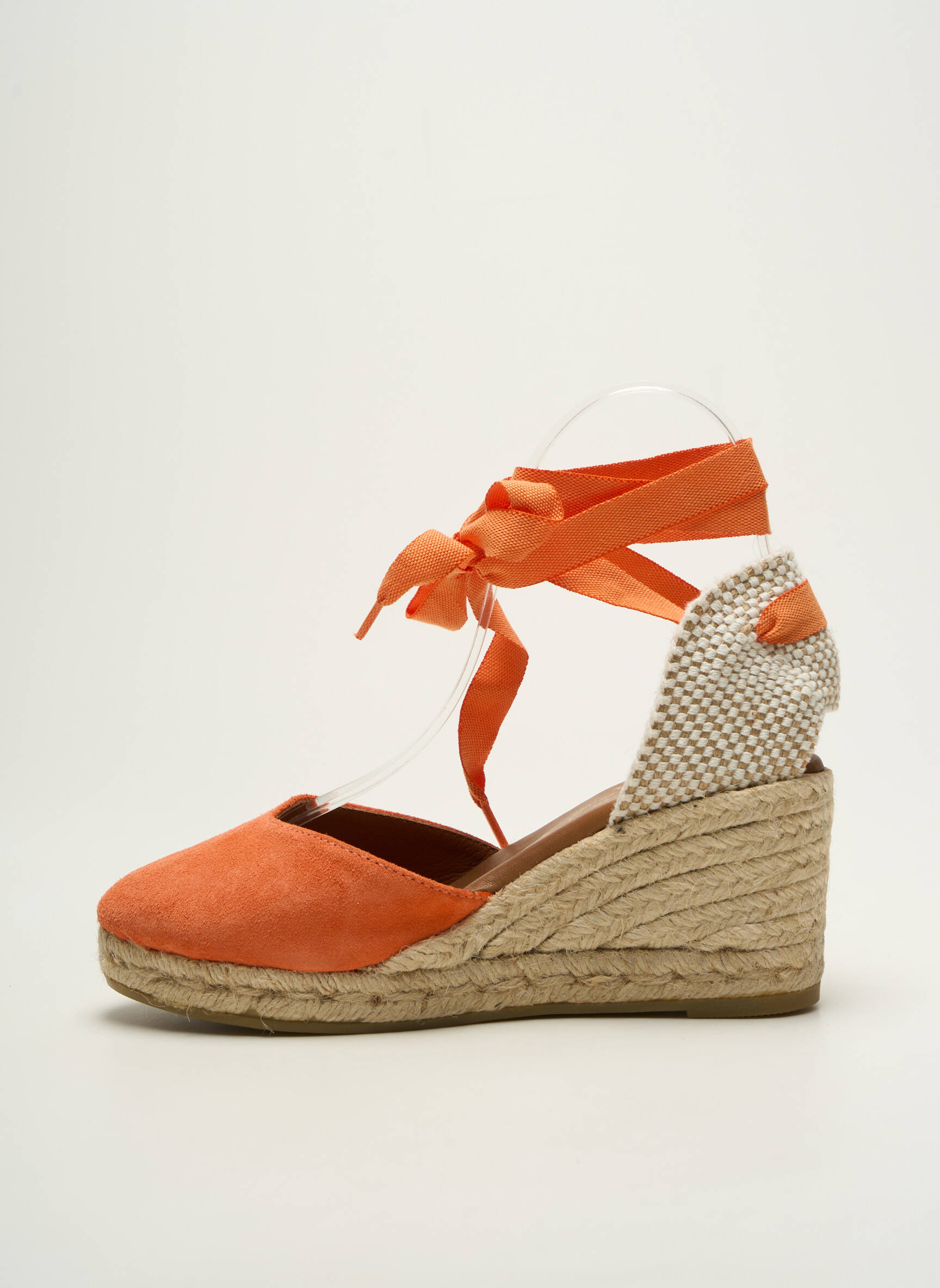 Espadrilės šnervių uždarymas kulnas nuo 7 iki 9 cm oranžinė LA MAISON DE L'ESPADRILLE moteris