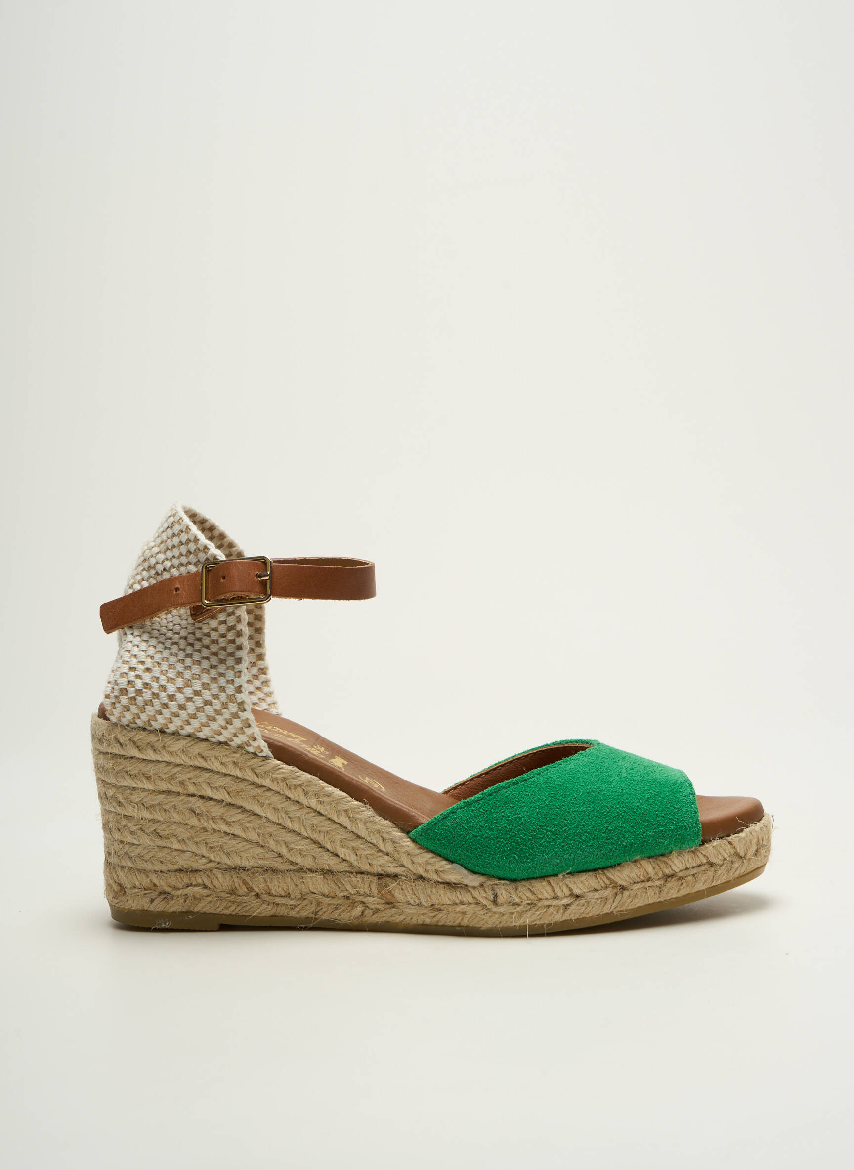 Espadrilės nubuko audinys kulnas nuo 7 iki 9 cm žalias LA MAISON DE L'ESPADRILLE moteris