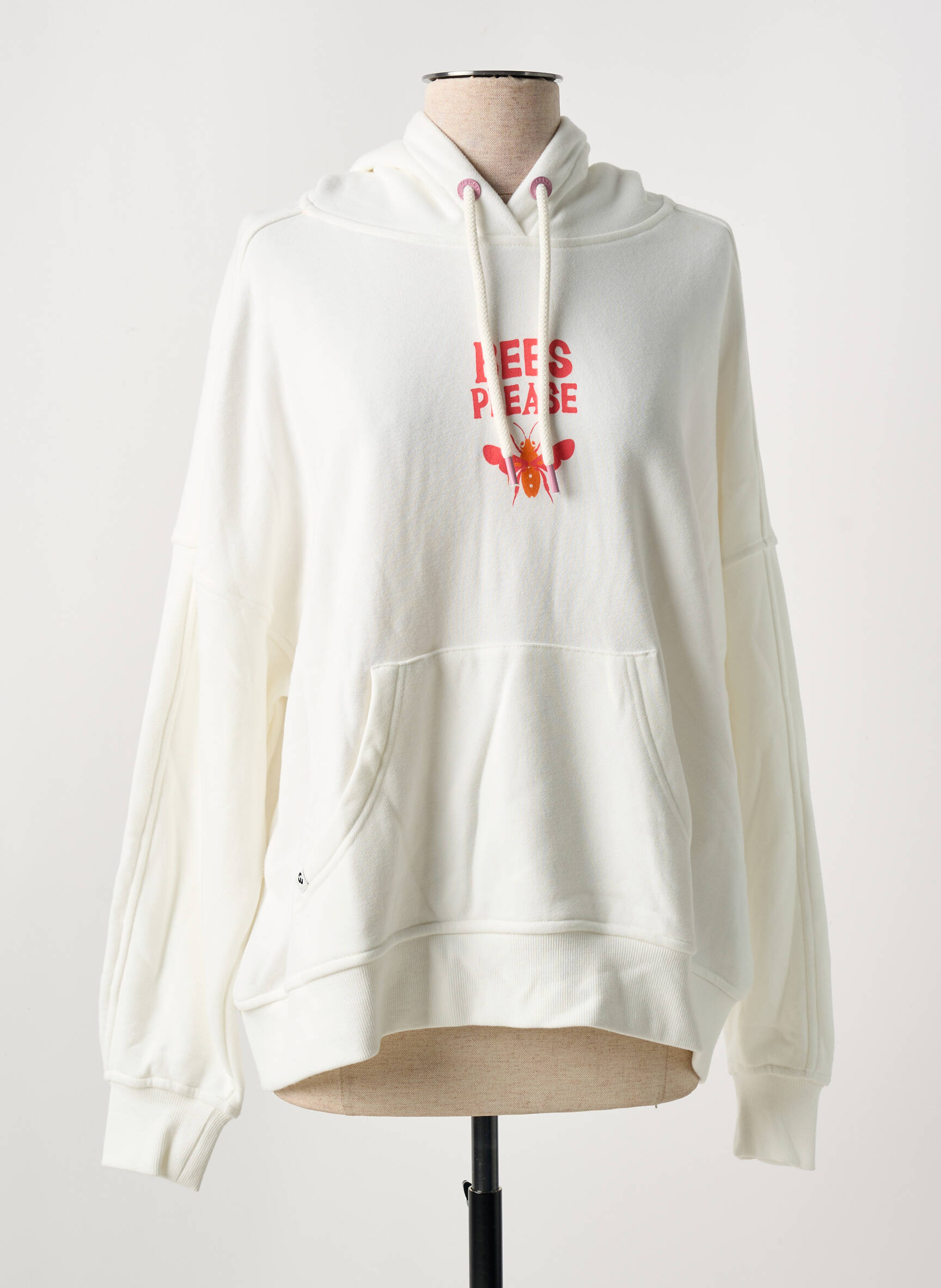 Kapišonas floqué serigrafija ilgos rankovės baltas RAGWEAR moteris