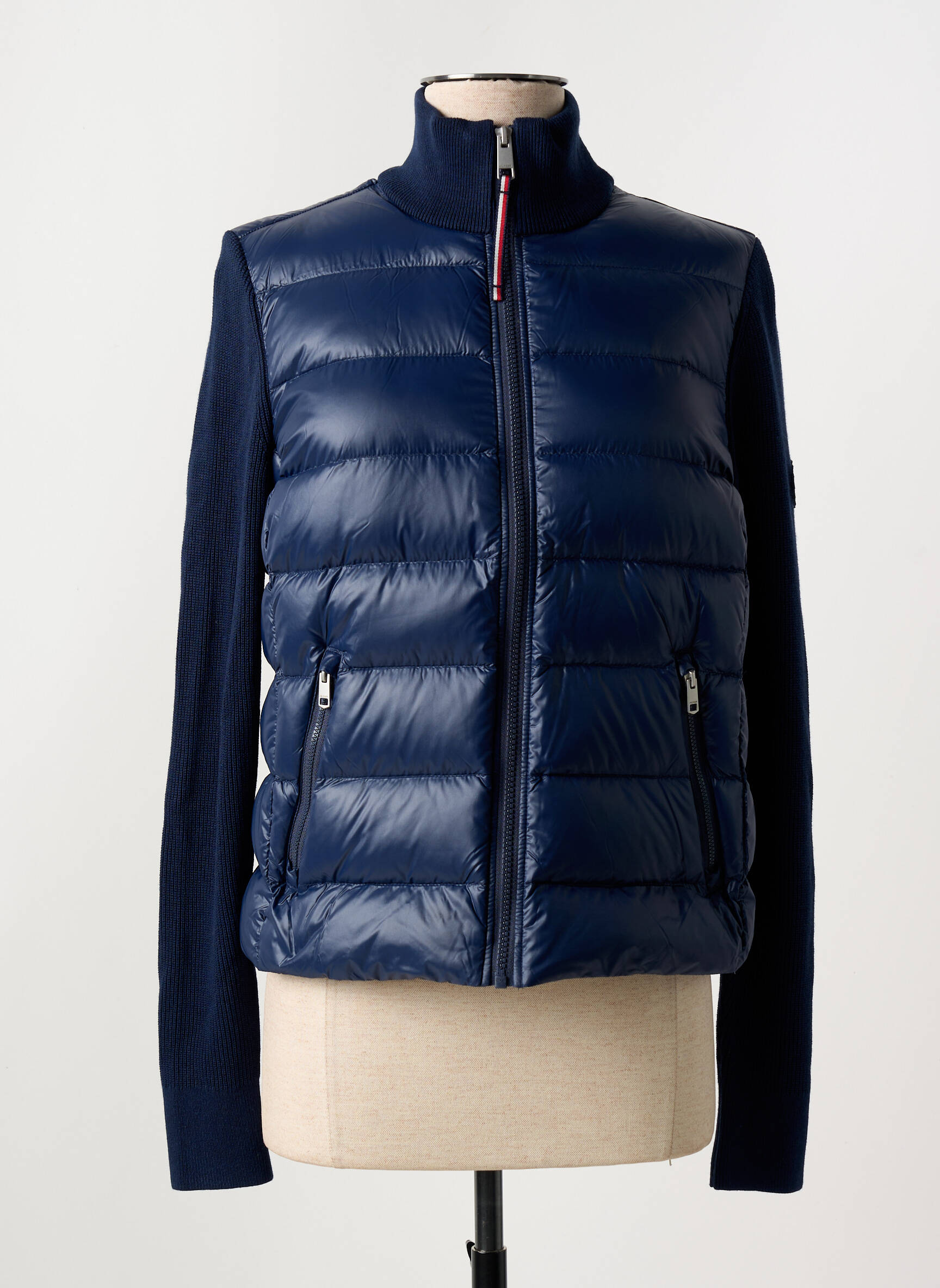 Pūkinė striukė ilgos rankovės be gobtuvų mėlyna TOMMY HILFIGER moteris