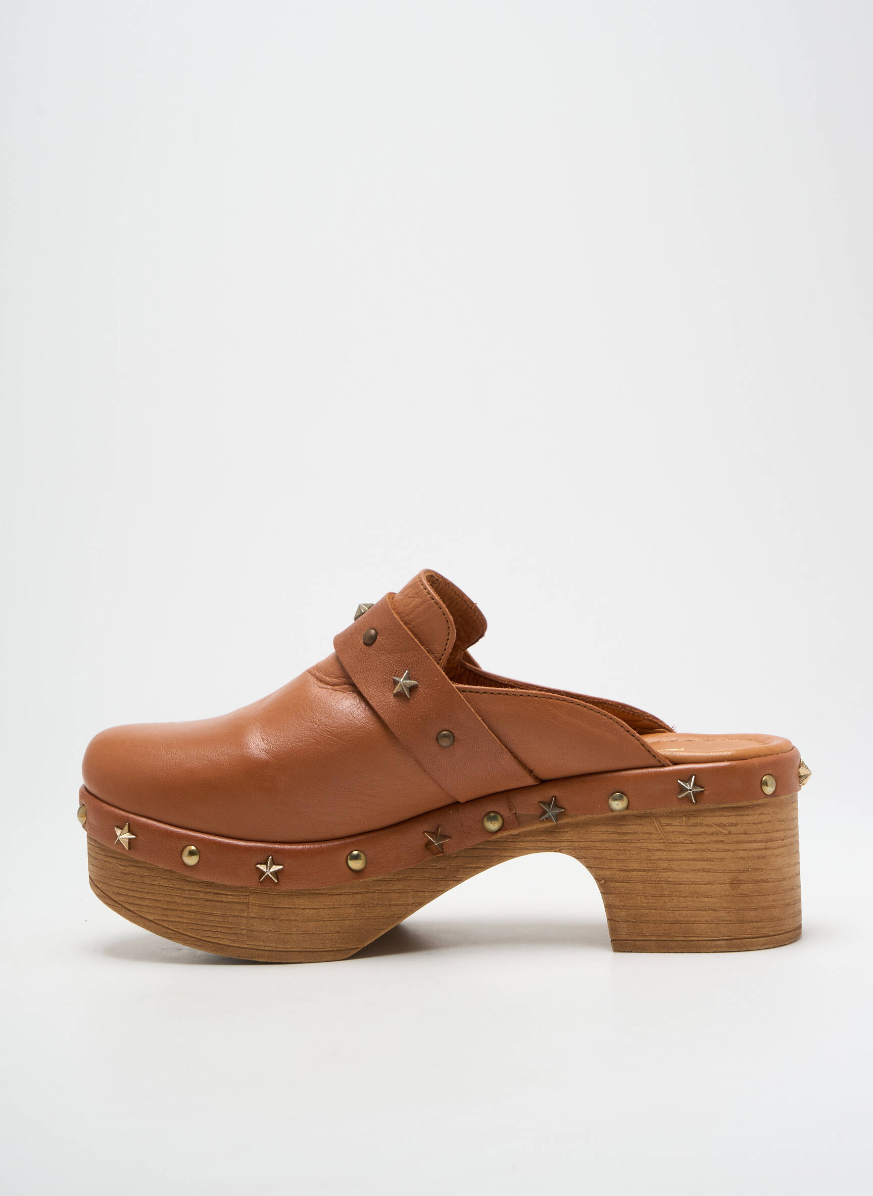 Mule/sabotai satino audinys kulnas nuo 4 iki 6 cm rudas MAM'ZELLE moteris