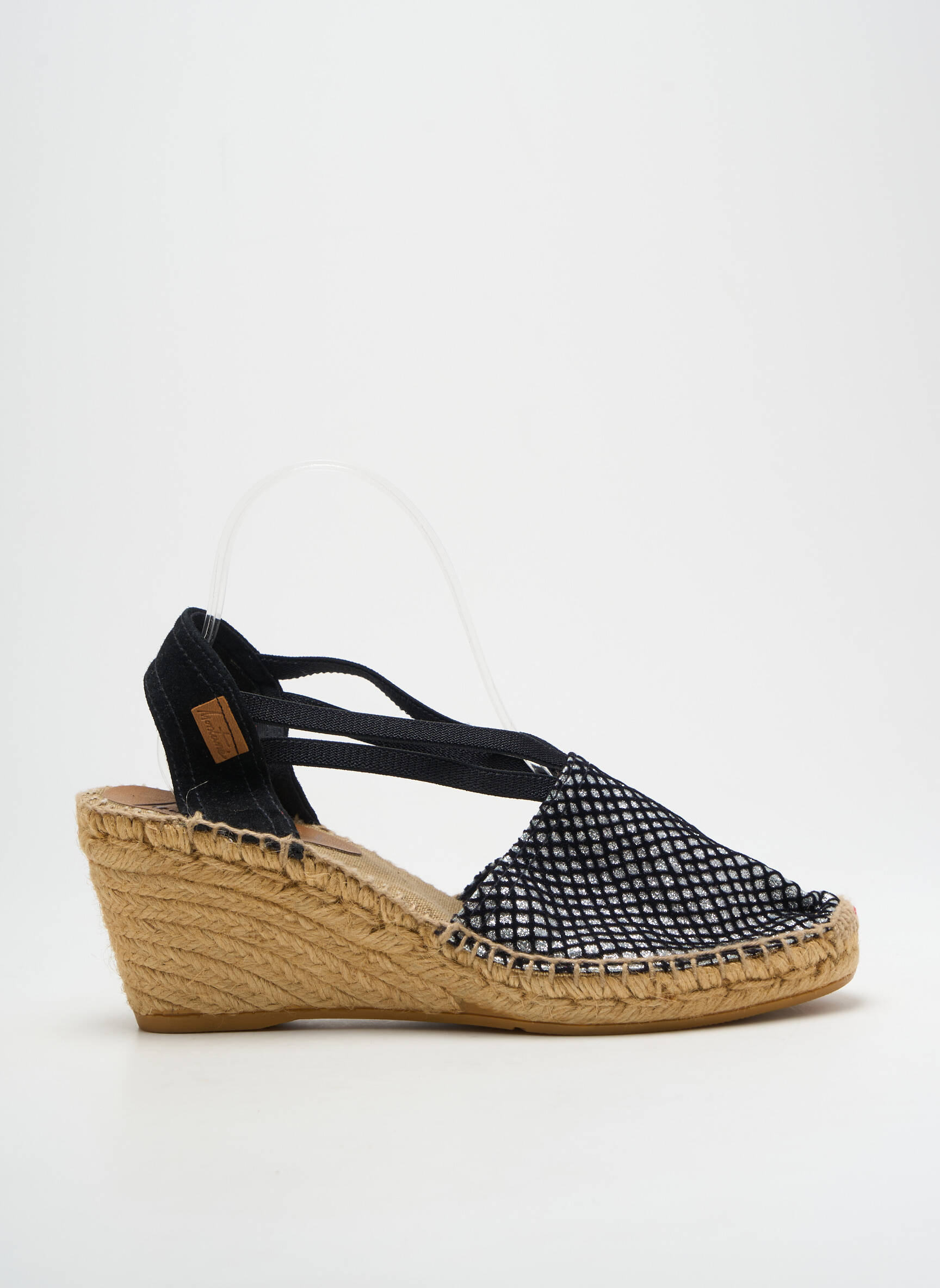 Espadrilės satino audinys kulnas nuo 7 iki 9 cm juodas MONTANE moteris